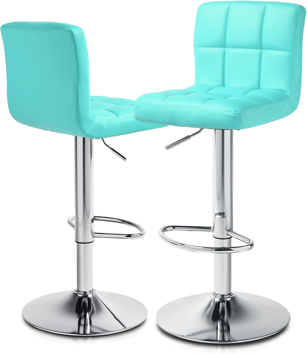 Adjustable Swivel Bar Stools Set of Two Cyan