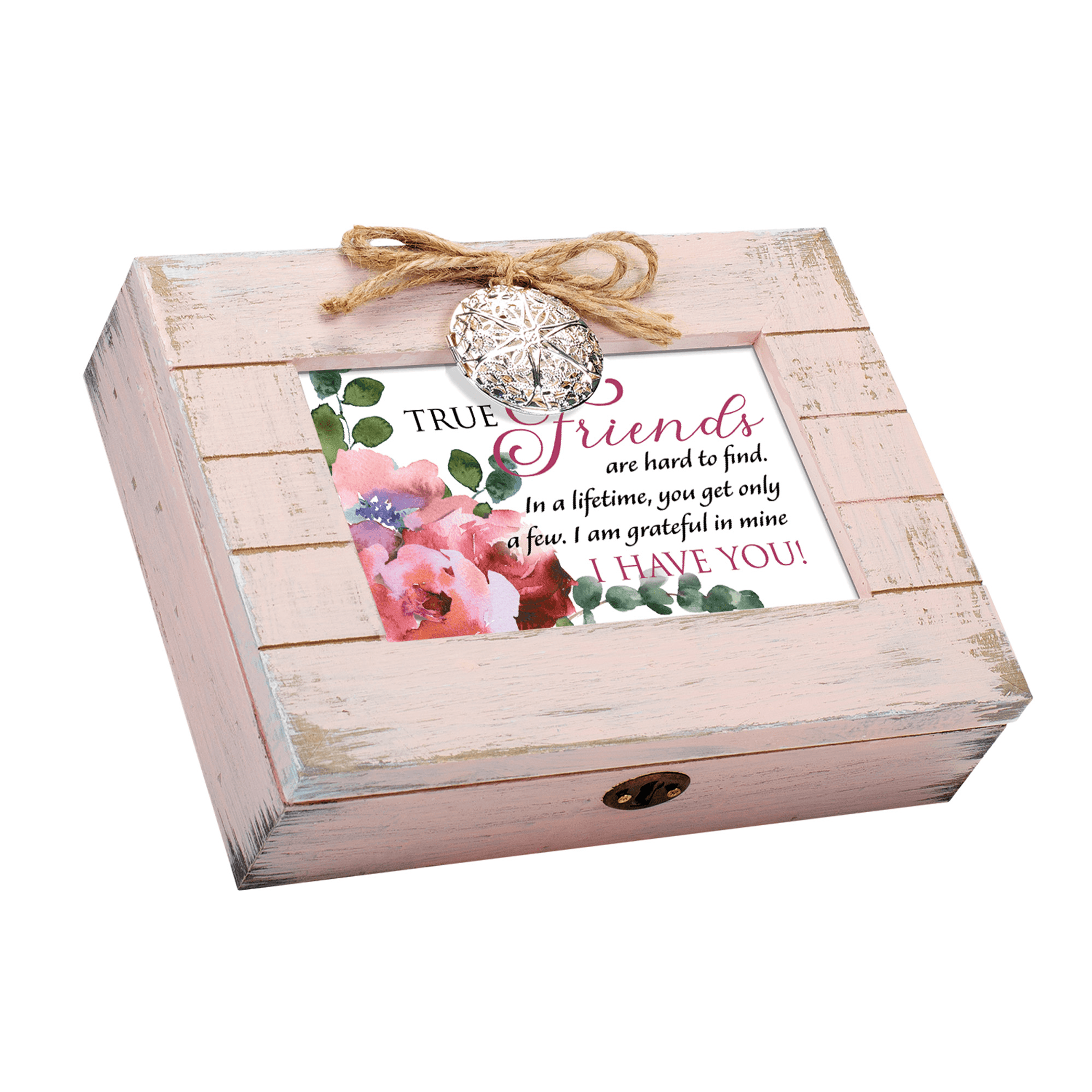 Rustic Pink Locket Musical Keepsake Box With Photo Frame - PRHOMZ
