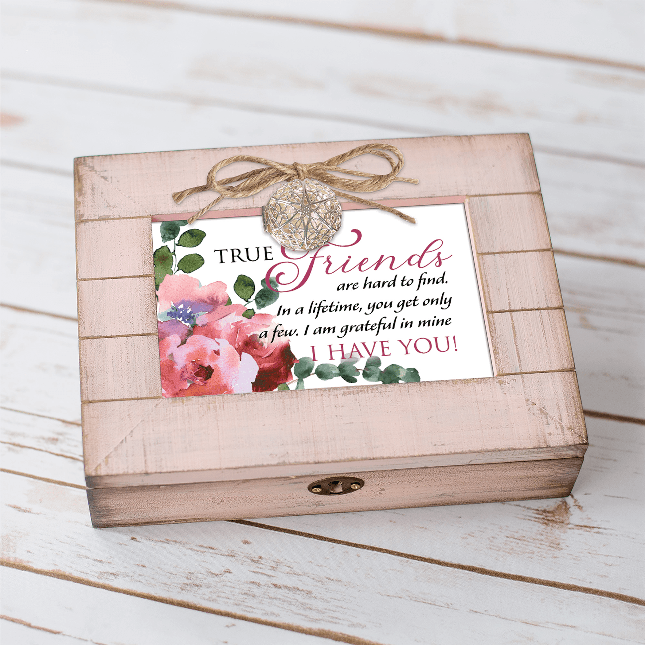 Rustic Pink Locket Musical Keepsake Box With Photo Frame - PRHOMZ