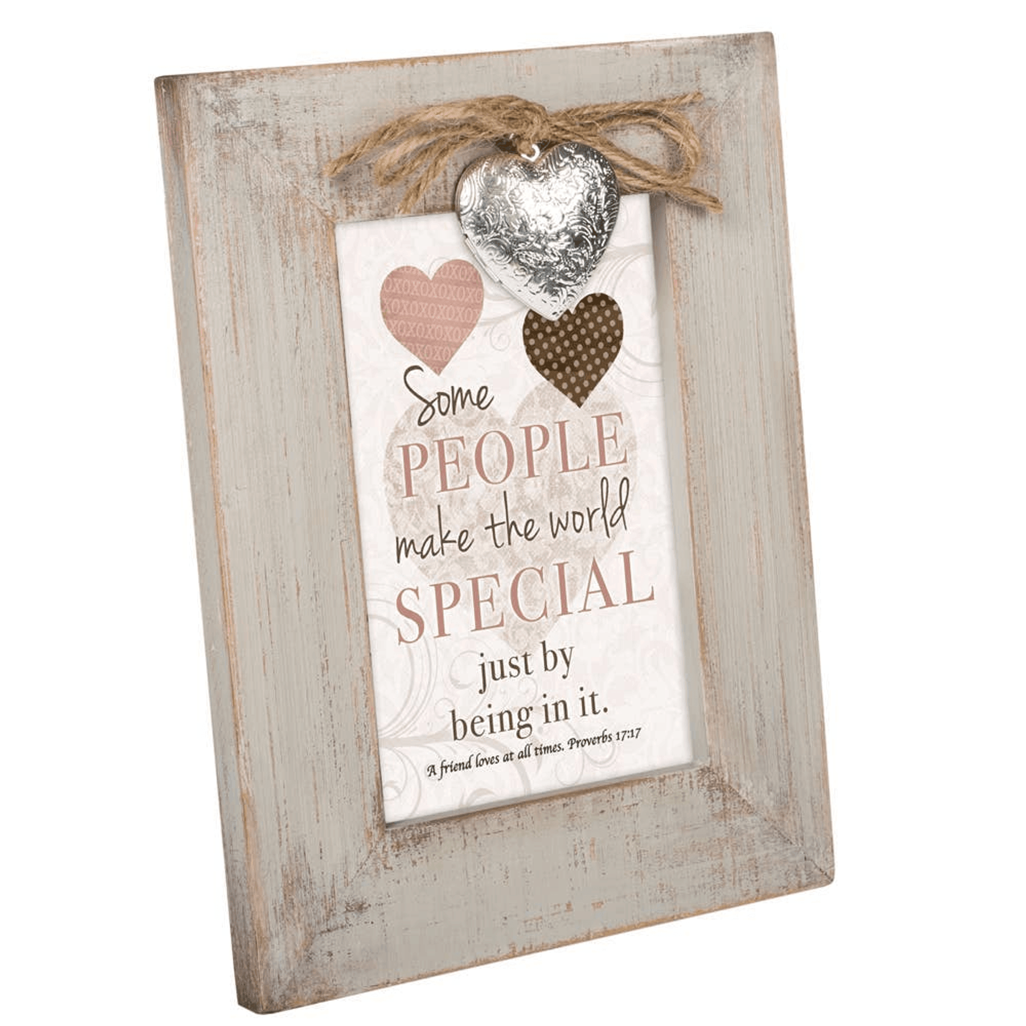 Rustic Grey Wash Locket Frame With Heart Design - PRHOMZ