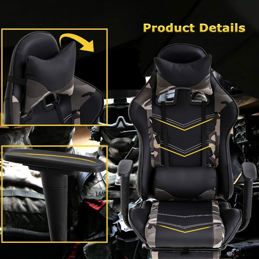 Ergonomic PU Leather Gaming Chair With Lumbar Support