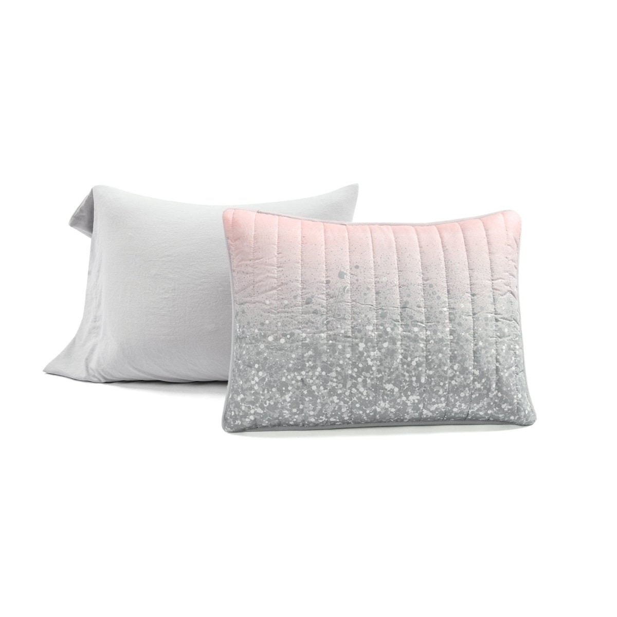 Glitter Ombre Metallic Print Quilt Set With Pillowcases