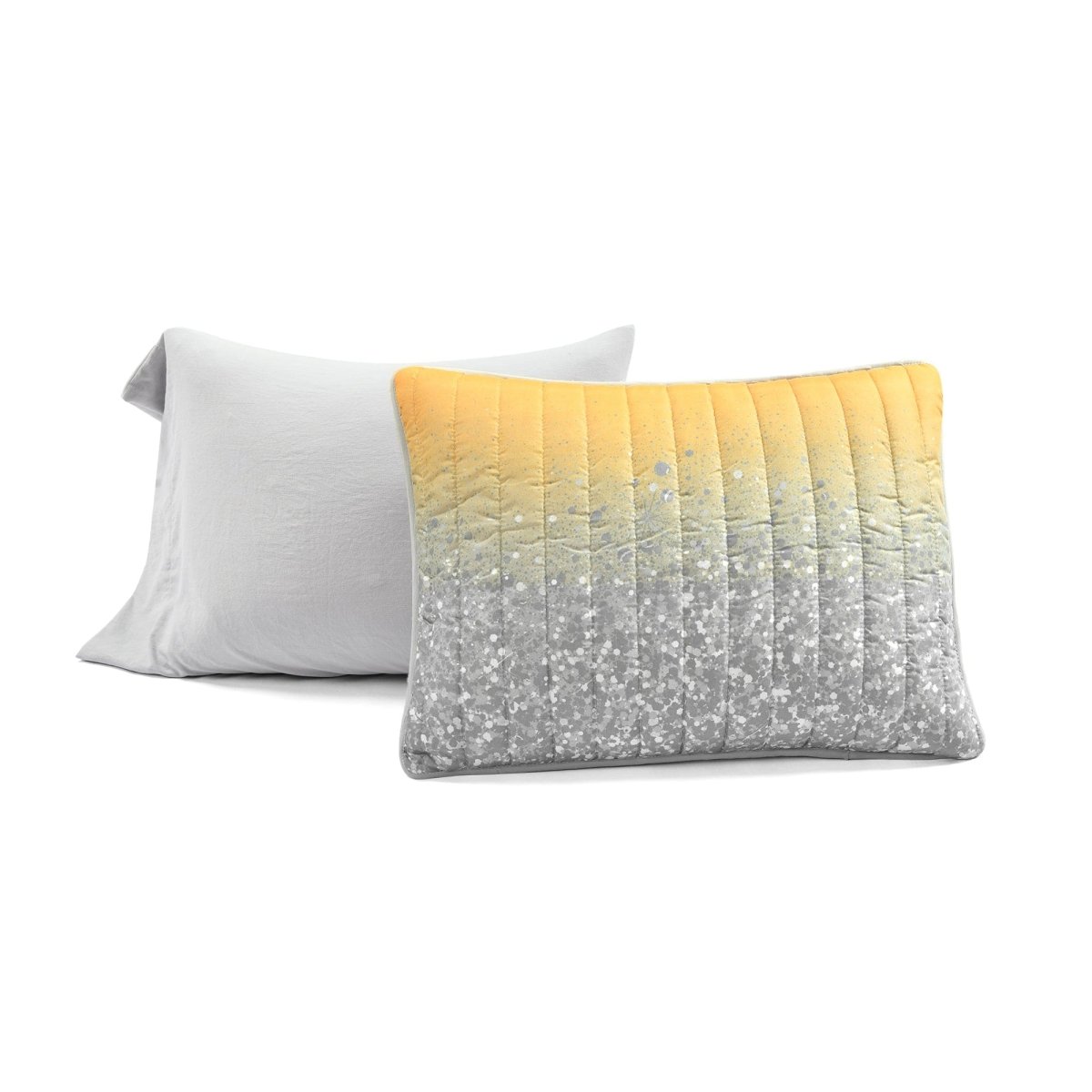 Glitter Ombre Metallic Print Quilt Set With Pillowcases