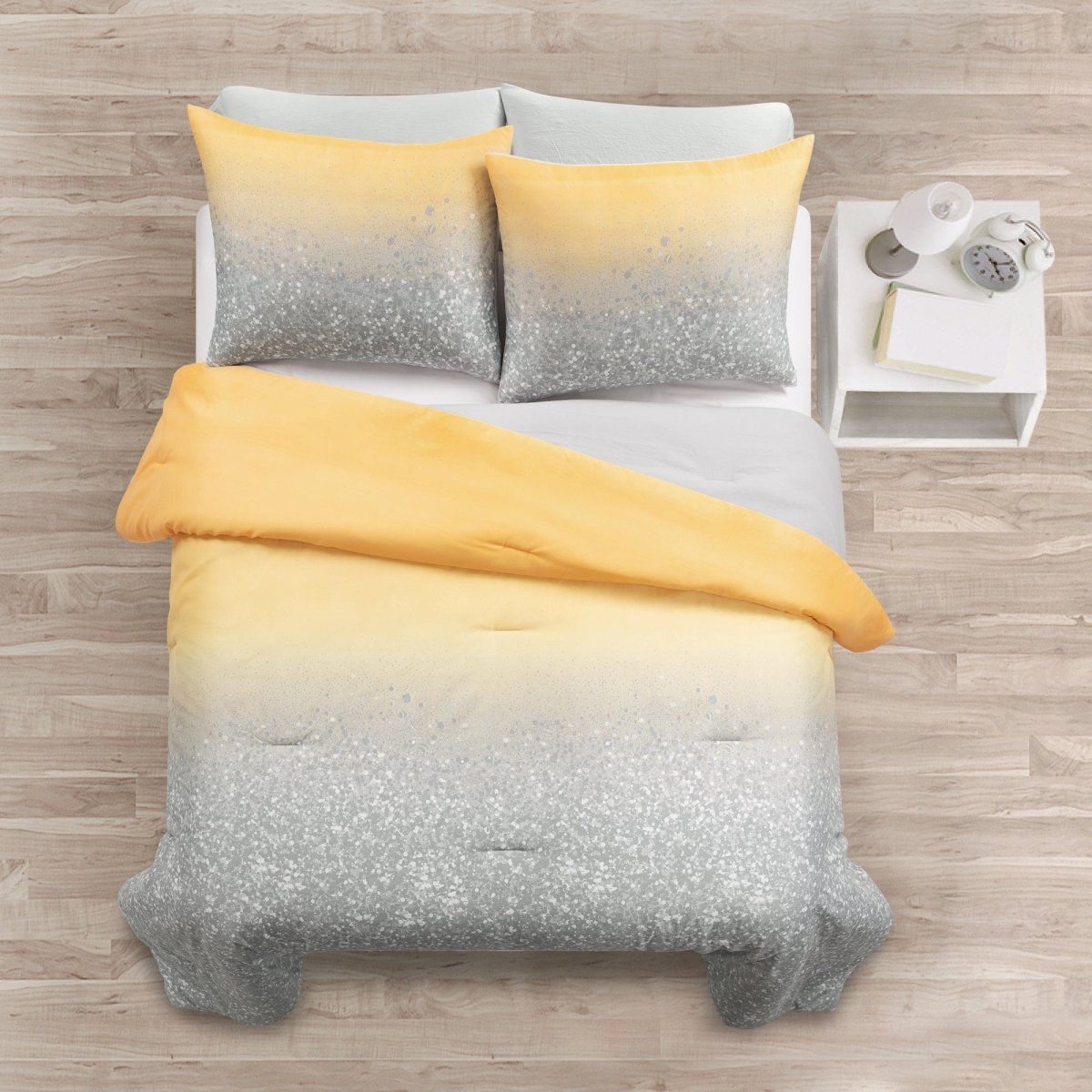 Glitter Ombre Metallic Print Comforter Set With Pillowcases