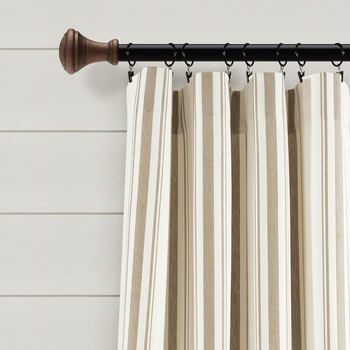 Farmhouse Stripe Yarn Dyed Recycled Cotton Blend Window Curtain Panel Set