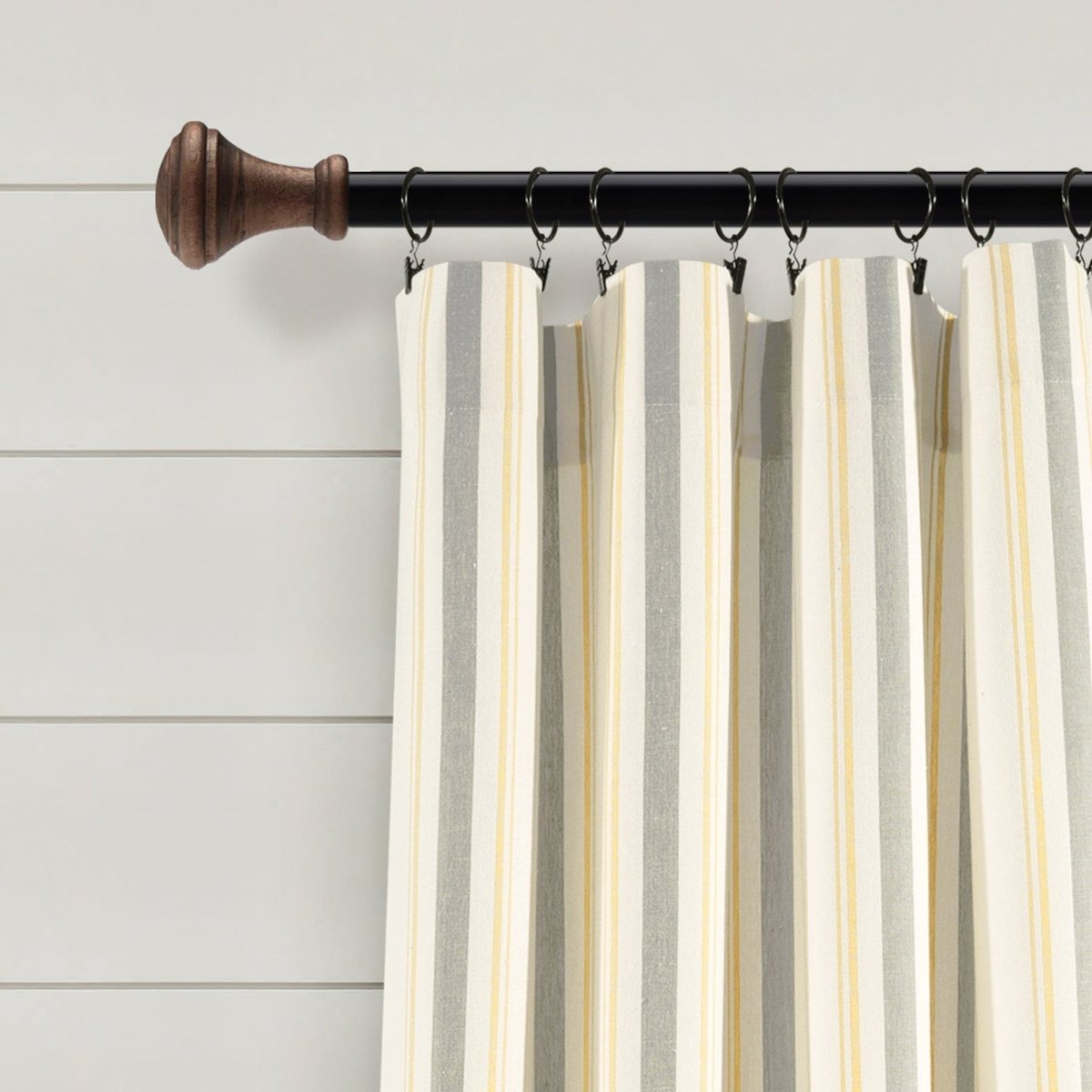 Farmhouse Stripe Yarn Dyed Recycled Cotton Blend Window Curtain Panel Set