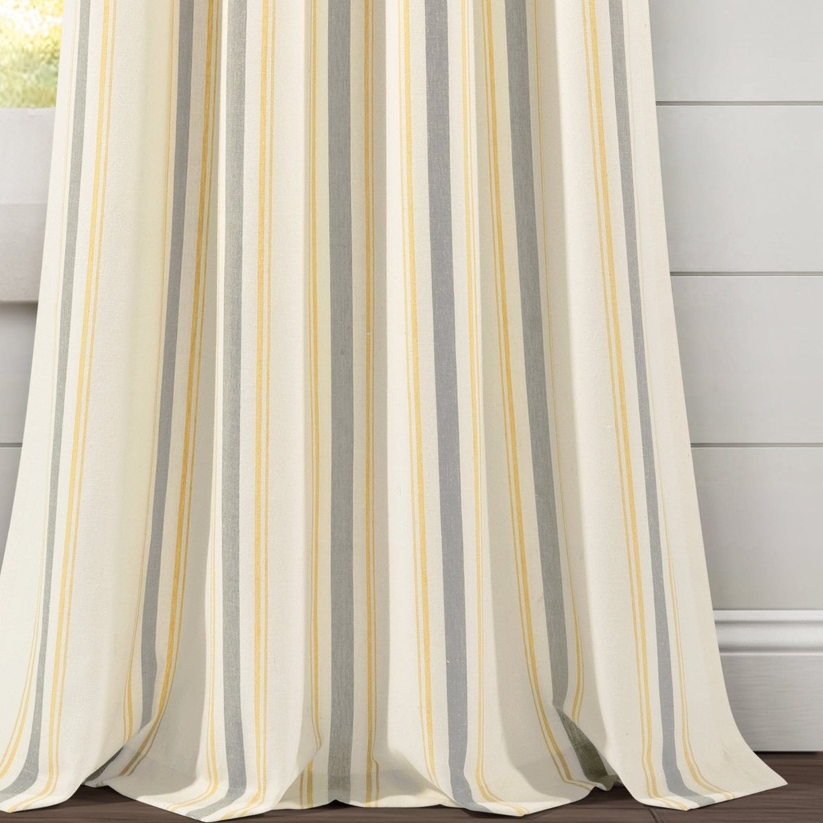 Farmhouse Stripe Yarn Dyed Recycled Cotton Blend Window Curtain Panel Set