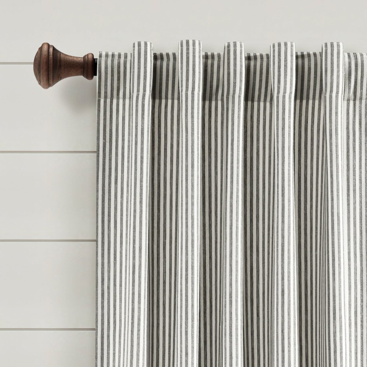 Farmhouse Vintage Stripe Recycled Cotton Blend Window Curtain Panel Set