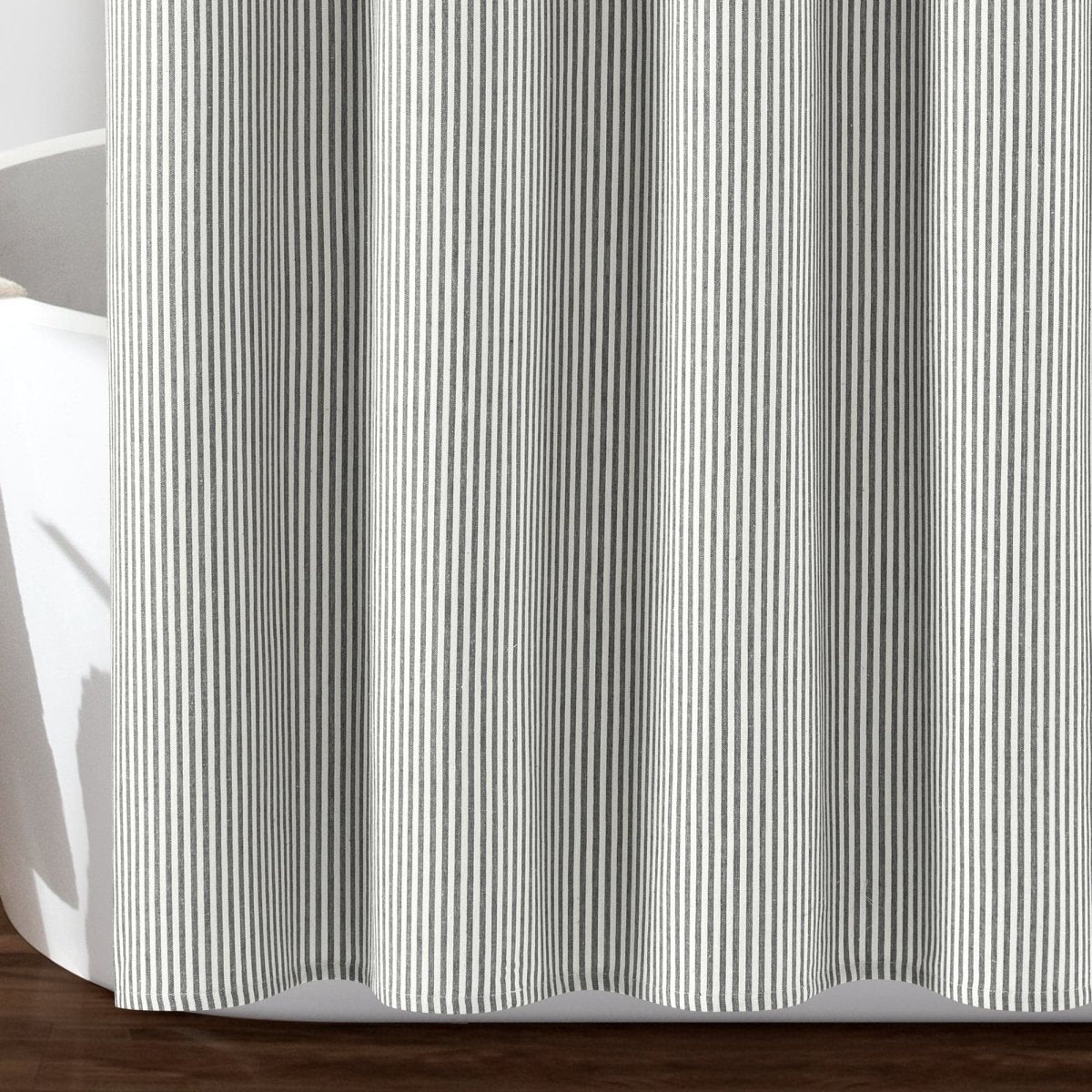 Farmhouse Vintage Stripe Yarn Dyed Recycled Cotton Blend Shower Curtain