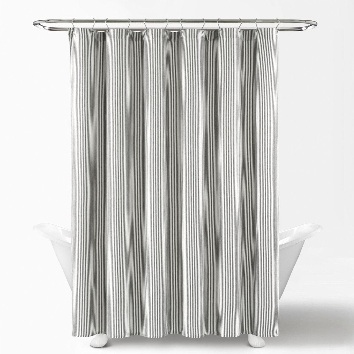 Farmhouse Vintage Stripe Yarn Dyed Recycled Cotton Blend Shower Curtain