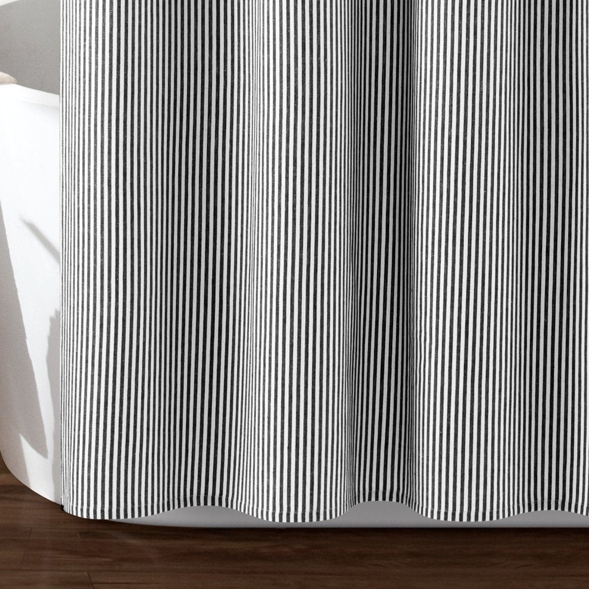 Farmhouse Vintage Stripe Yarn Dyed Recycled Cotton Blend Shower Curtain