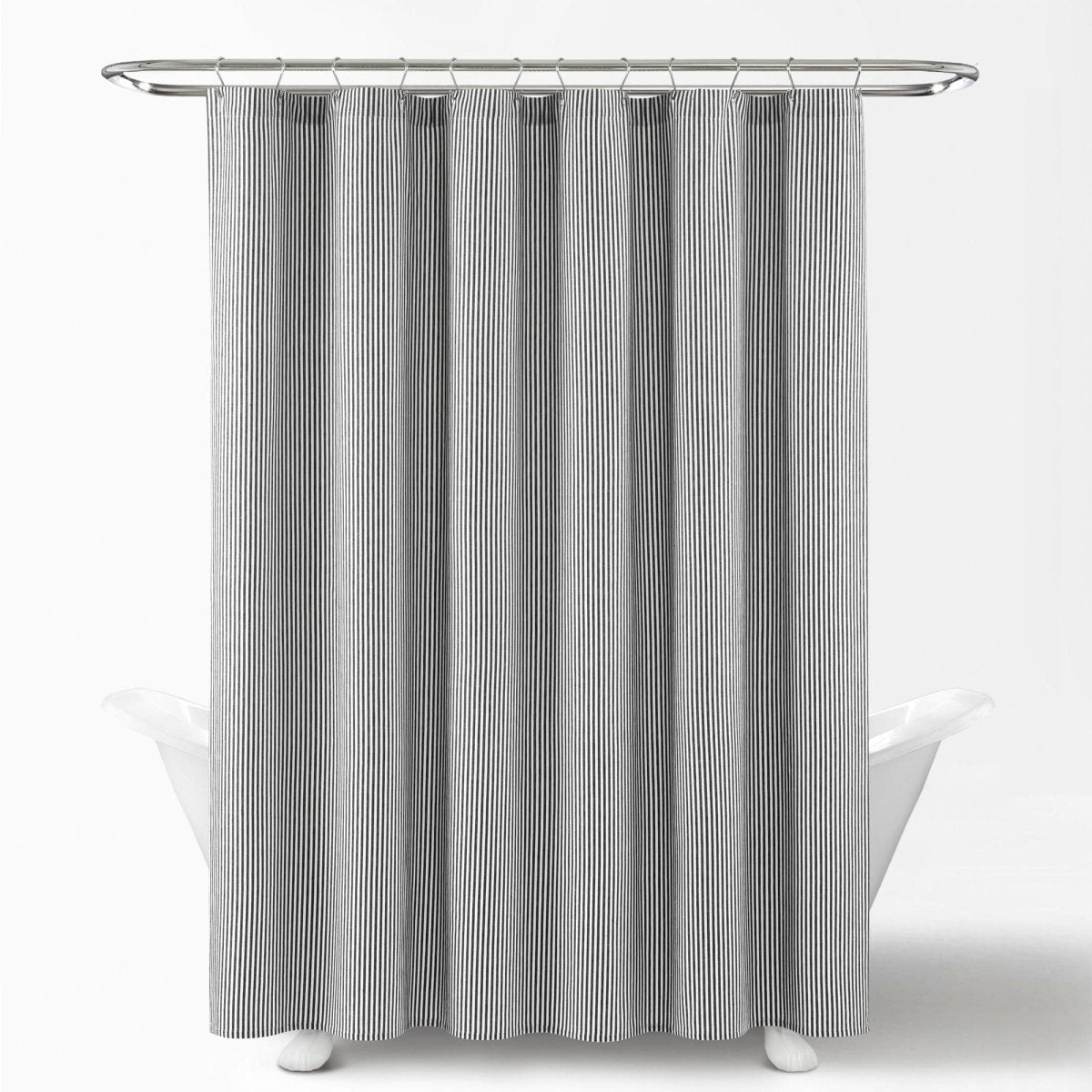 Farmhouse Vintage Stripe Yarn Dyed Recycled Cotton Blend Shower Curtain