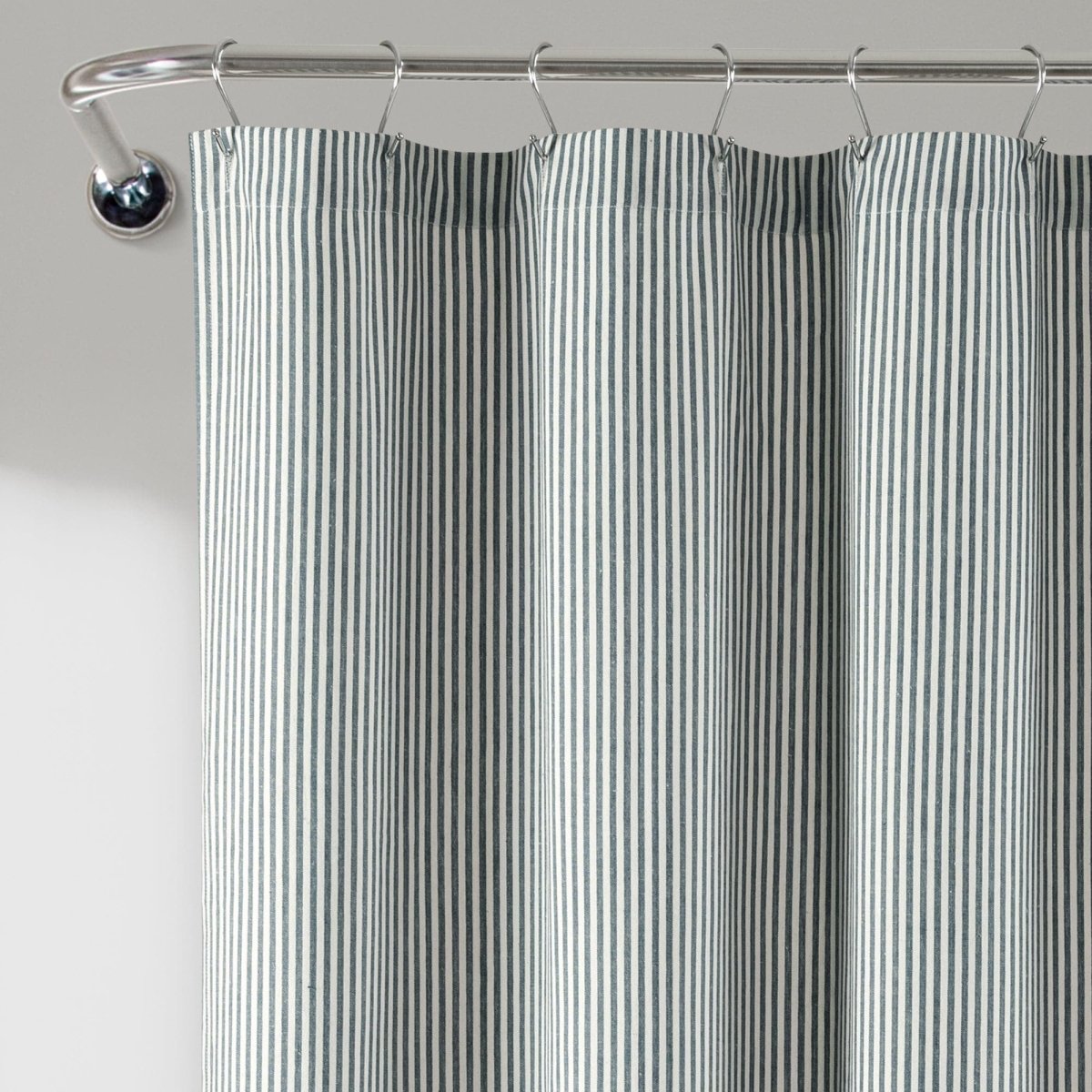 Farmhouse Vintage Stripe Yarn Dyed Recycled Cotton Blend Shower Curtain