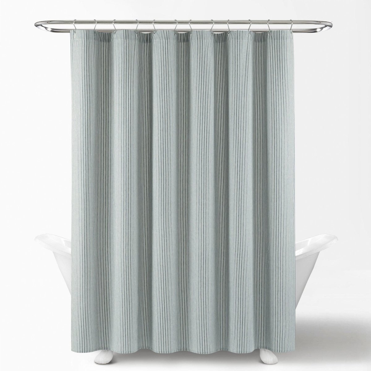 Farmhouse Vintage Stripe Yarn Dyed Recycled Cotton Blend Shower Curtain