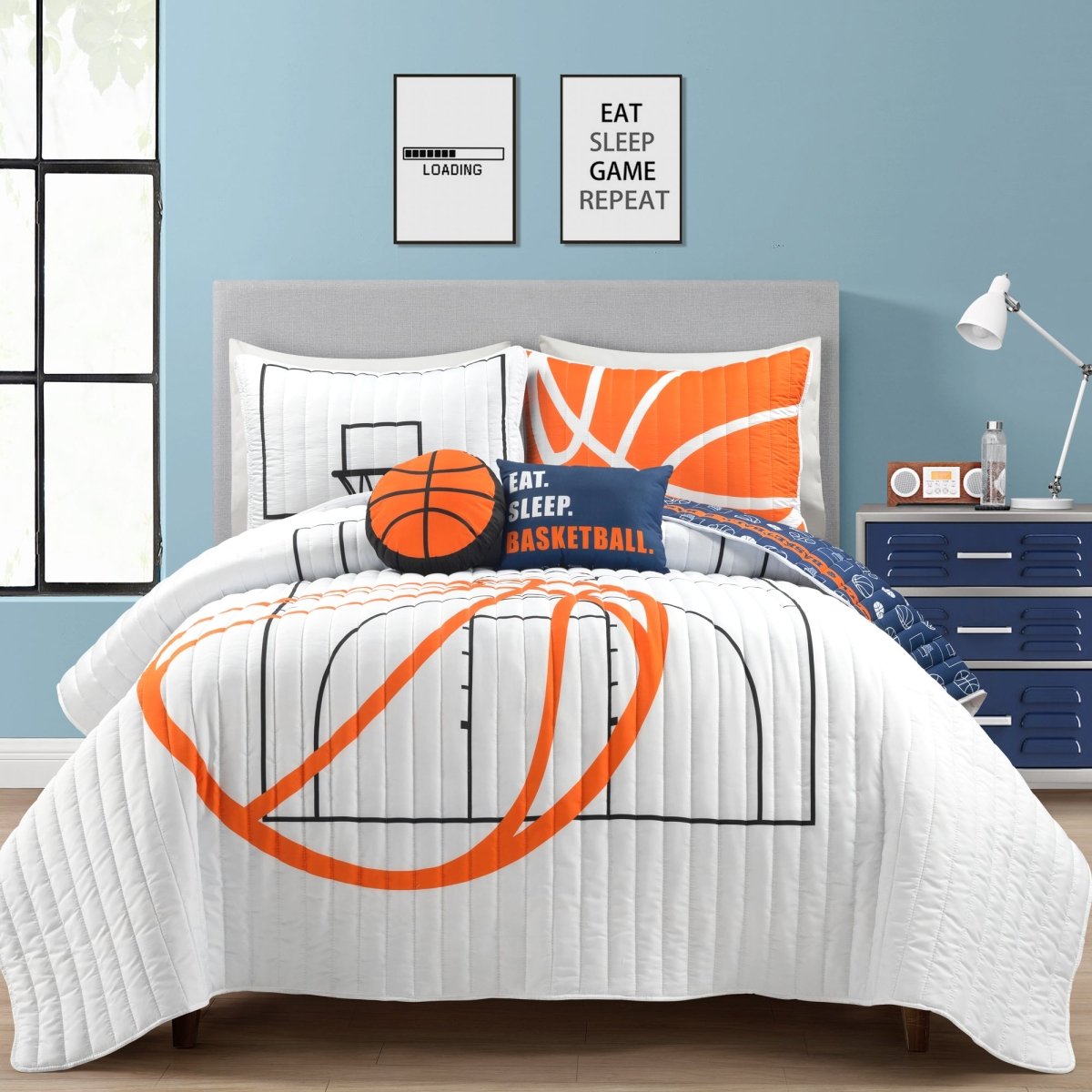 Basketball Game Reversible Quilt Set