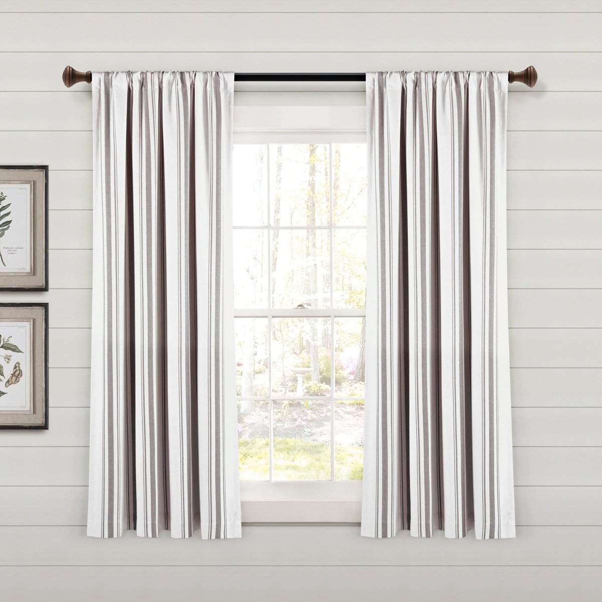 Farmhouse Stripe Yarn Dyed Recycled Cotton Blend Window Curtain Panel Set