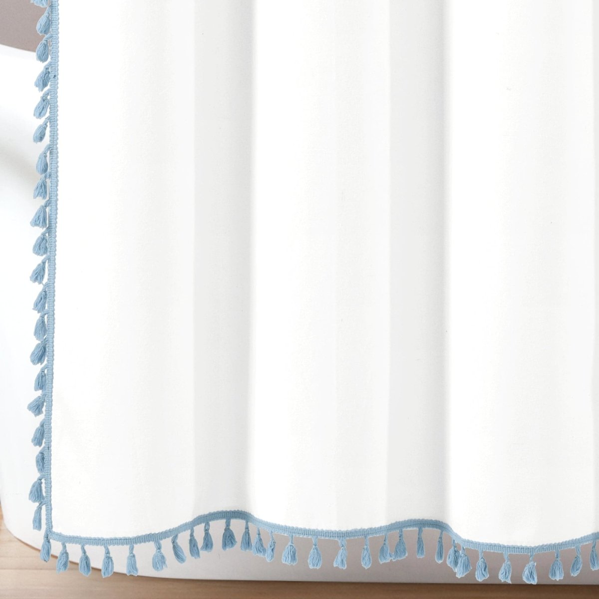 Boho Melora Tassel Yarn Dyed Recycled Cotton Blend Shower Curtain