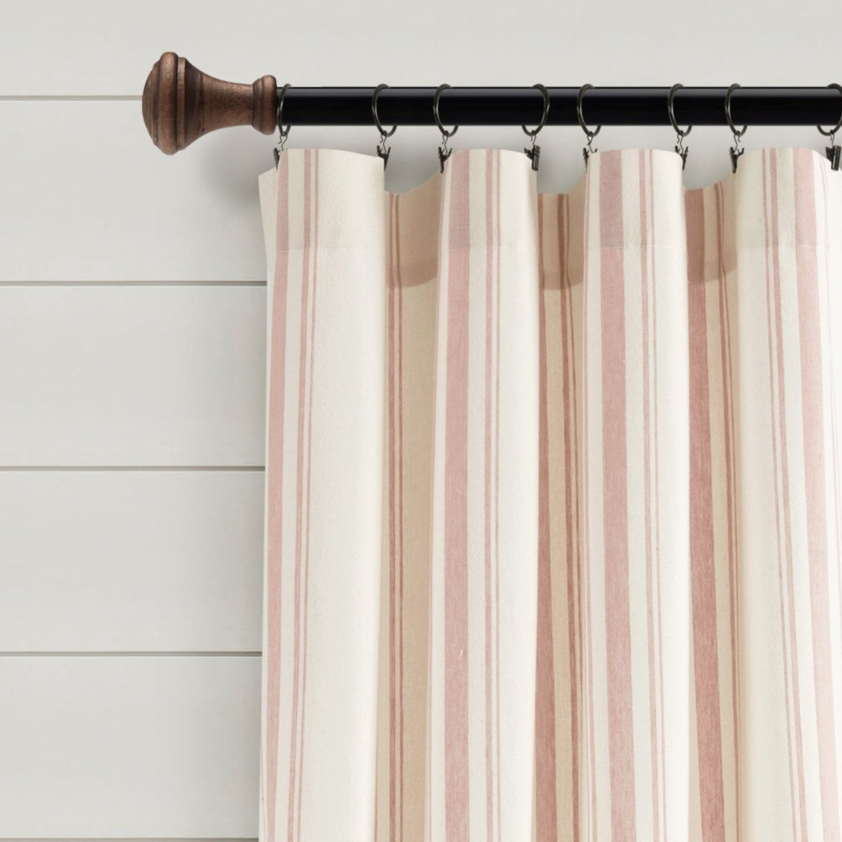 Farmhouse Stripe Yarn Dyed Recycled Cotton Blend Window Curtain Panel Set