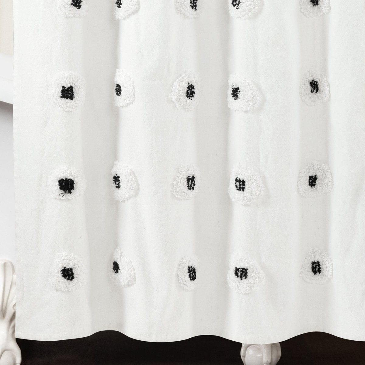 Boho Circle Tufted Yarn Dyed Recycled Cotton Blend Shower Curtain