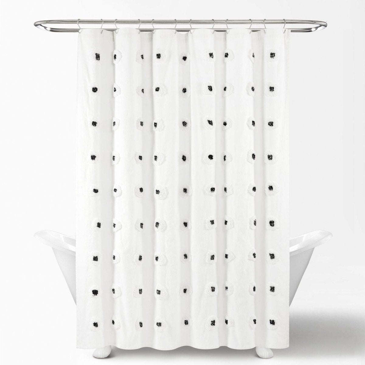 Boho Circle Tufted Yarn Dyed Recycled Cotton Blend Shower Curtain