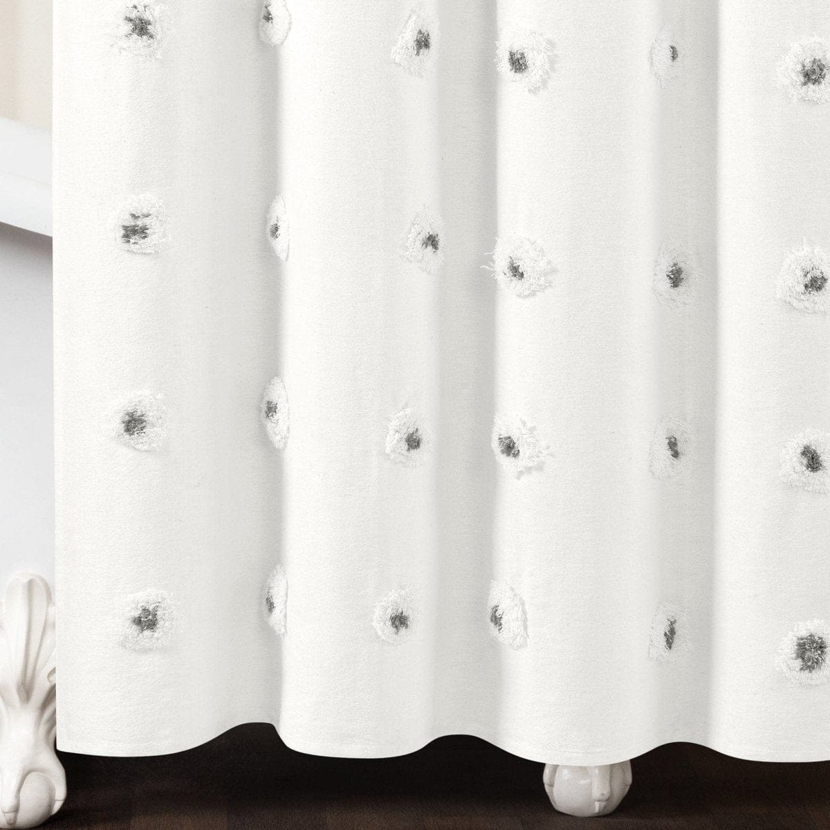Boho Circle Tufted Yarn Dyed Recycled Cotton Blend Shower Curtain