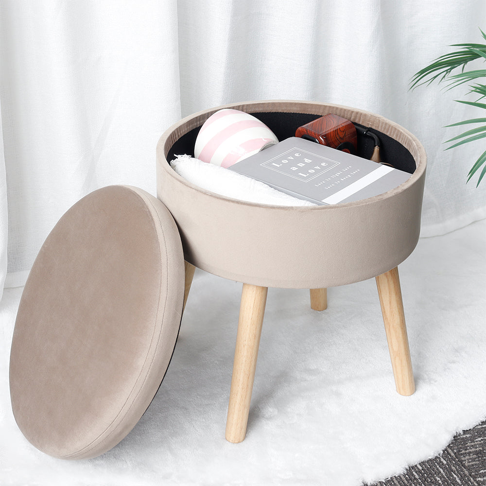 17.5"H Round Velvet Tufted Footrest Stool Ottoman-0