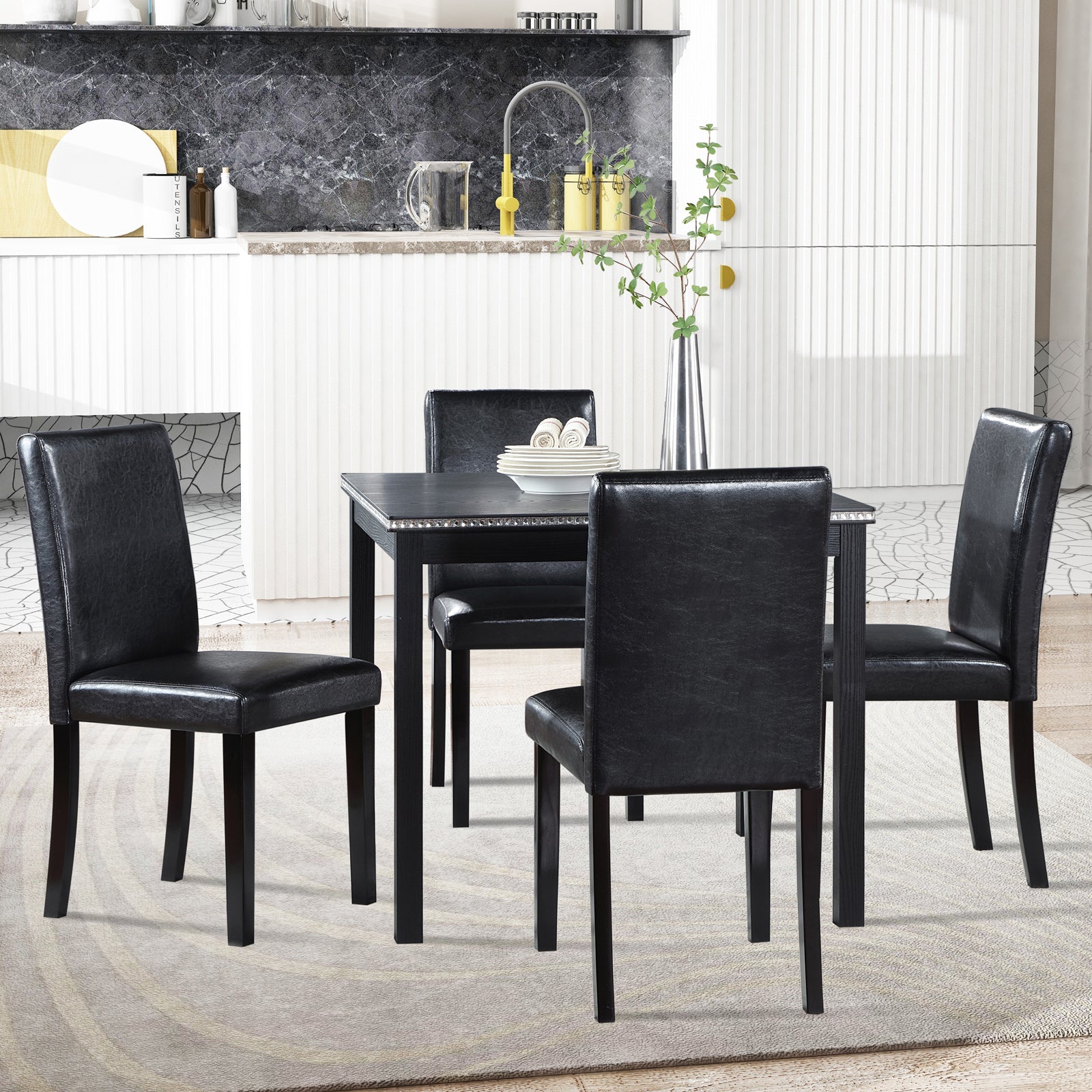 5 Piece Wooden Dining Table Set-2