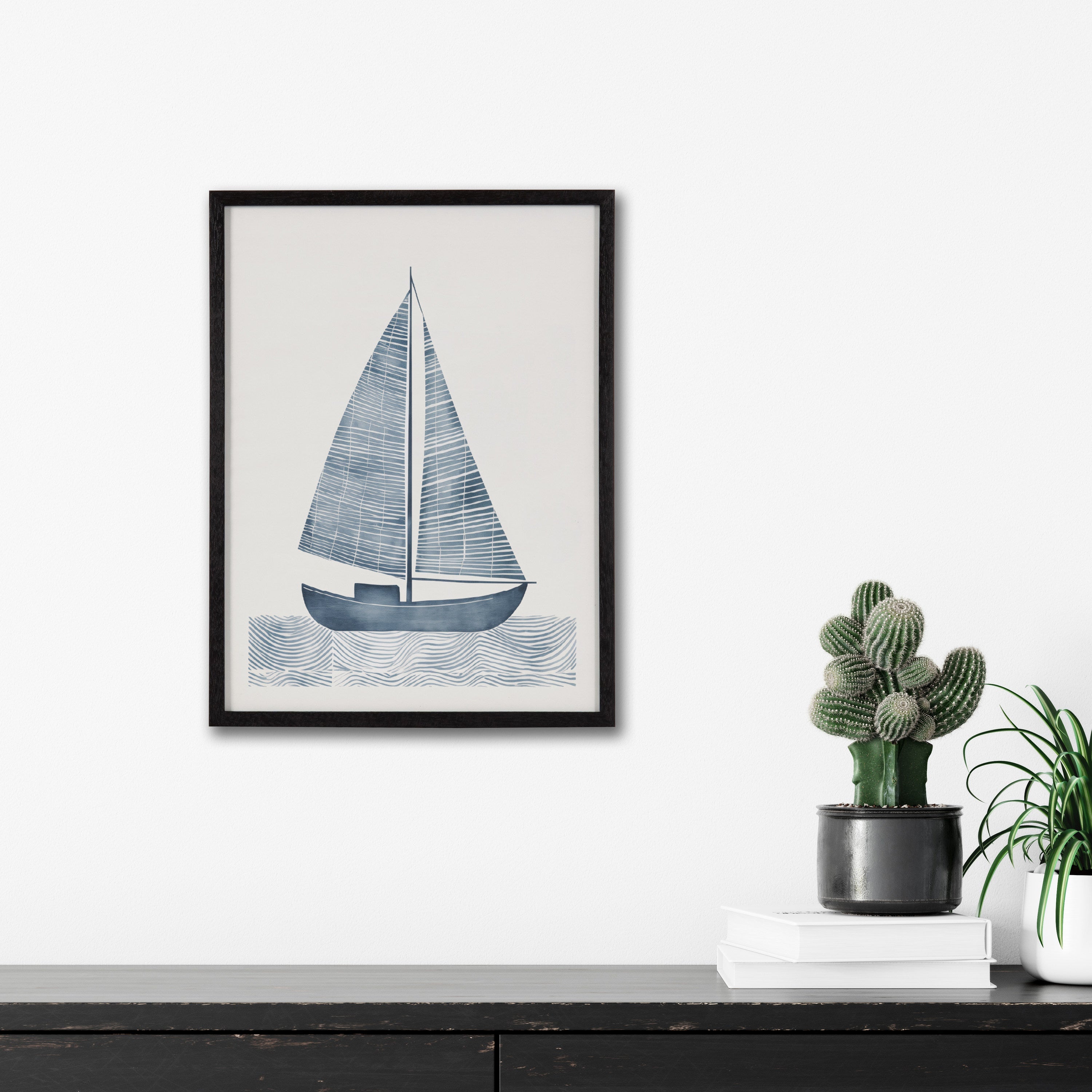 Gallery Nautical Blue Sailboat Print by The Creative Bunch Studio