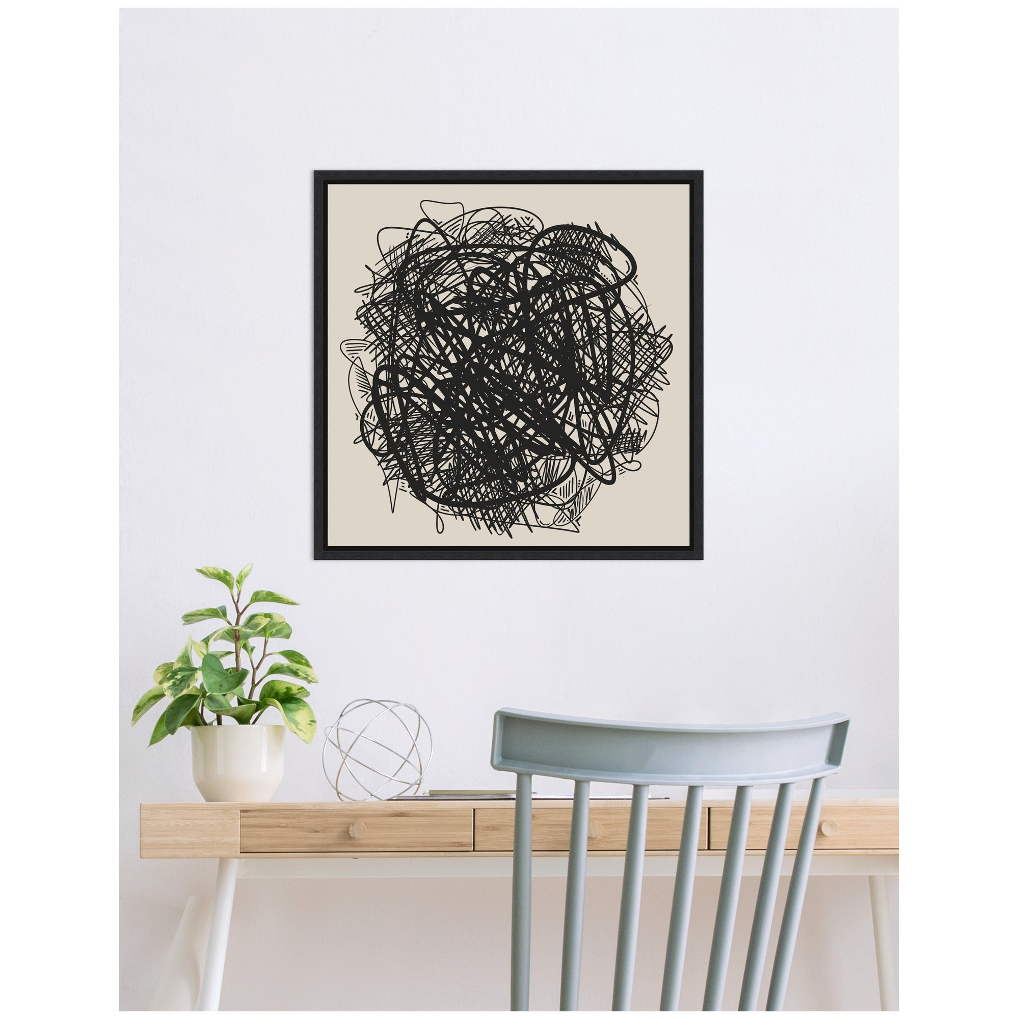 Modern Abstract Linework Loofah by The Creative Bunch Studio Framed Canvas Wall Art Print