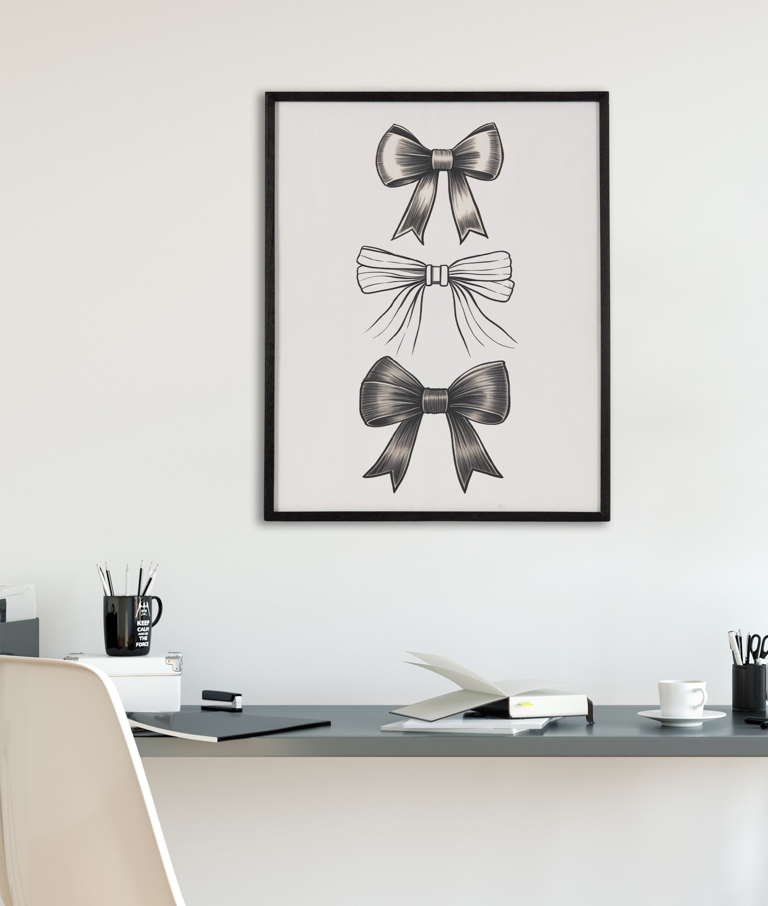 Gallery Coquette Preppy Retro Girly Black Bows Print by The Creative Bunch Studio