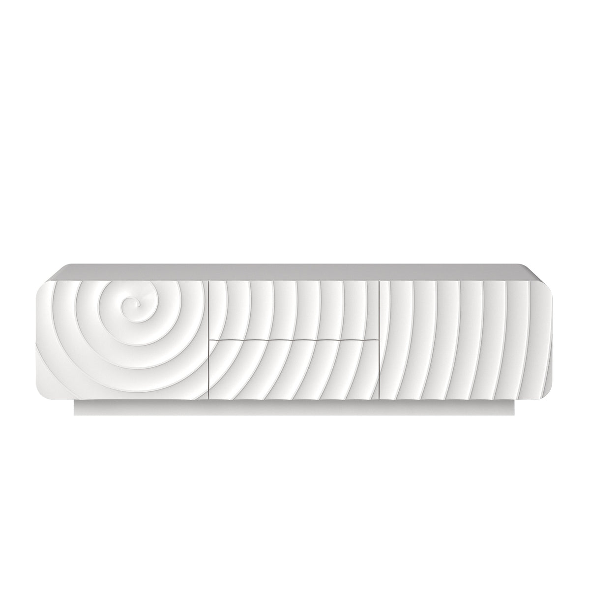 58" TV Console With Modern Unique Spiral Wave Design