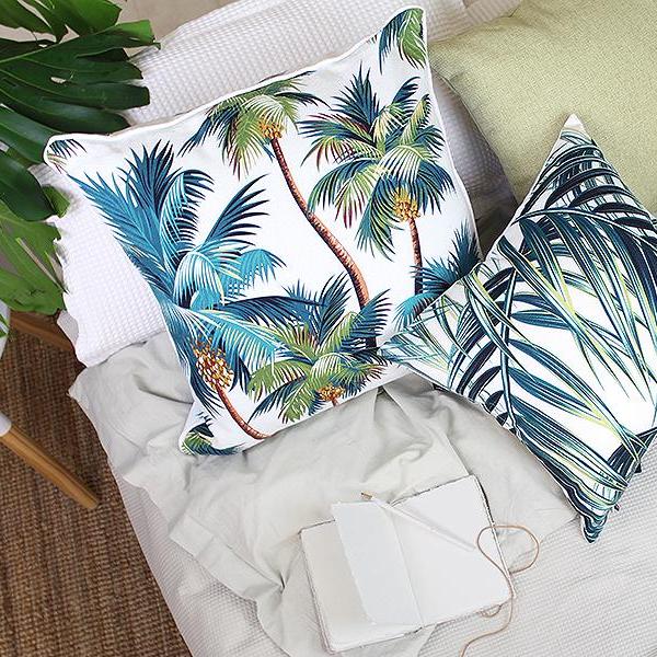 Cushion Cover-With Piping-Palm Trees White-60cm x 60cm-4