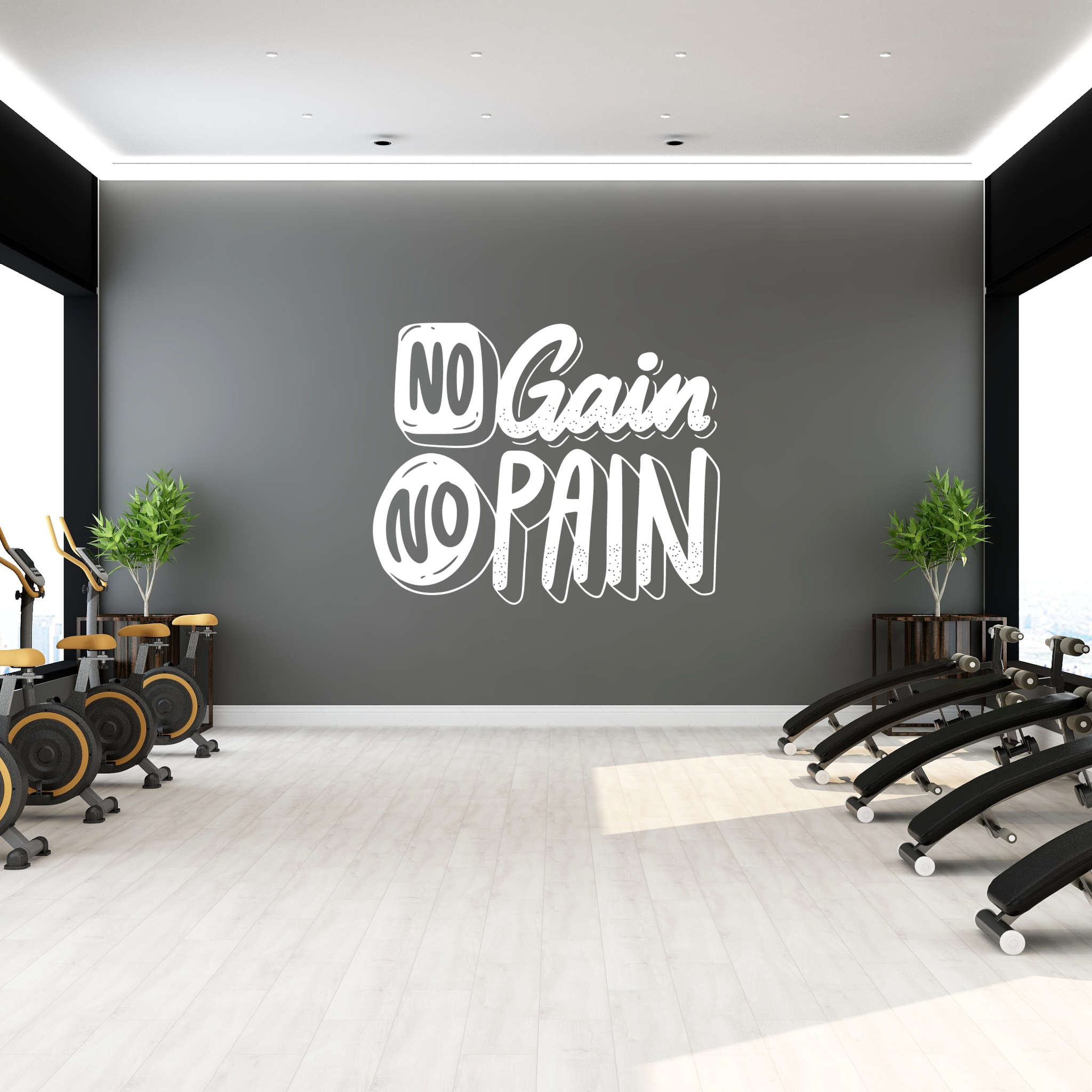 No Pain No Gain Motivational Gym Quote Vinyl Wall Decal-0