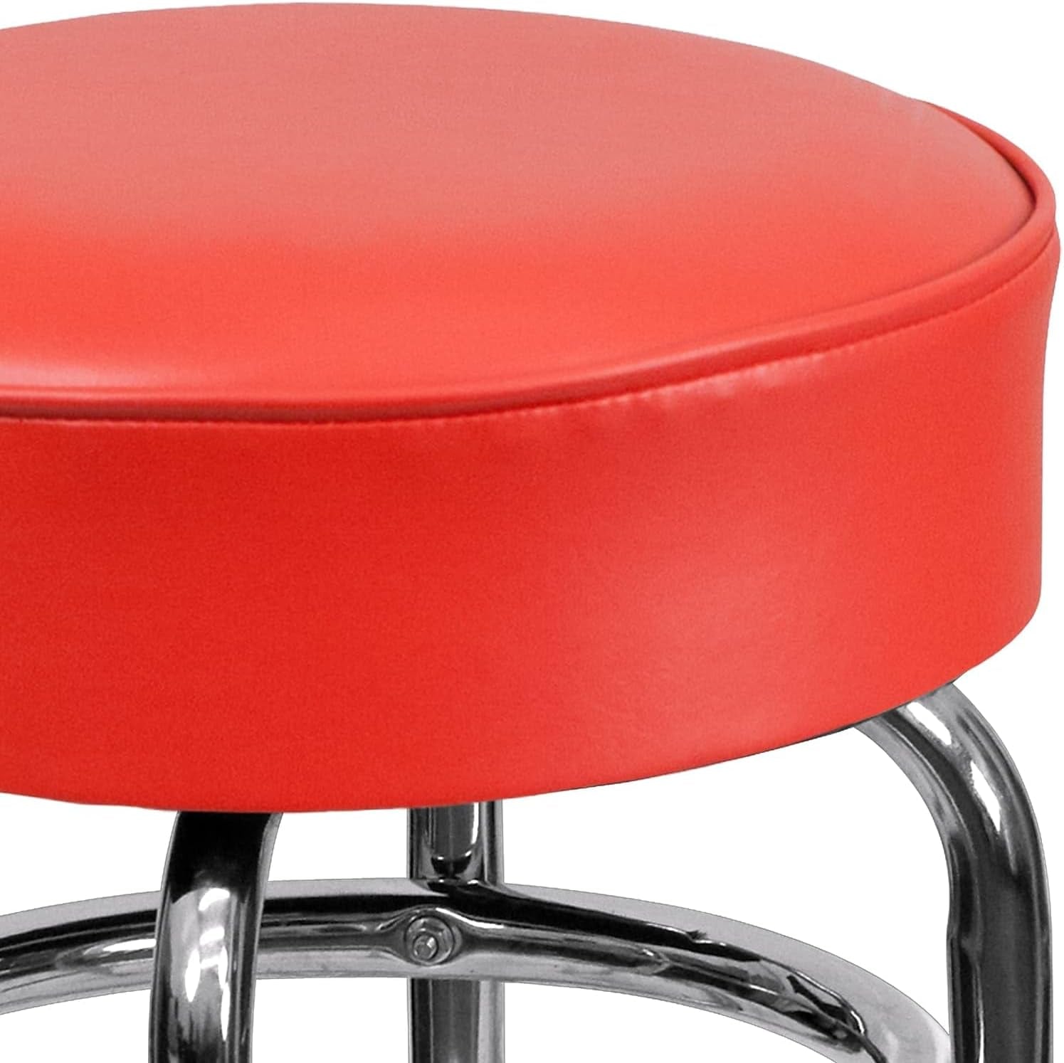 Bruno 2 Pack Chrome Barstool With Red Seat Double Ring