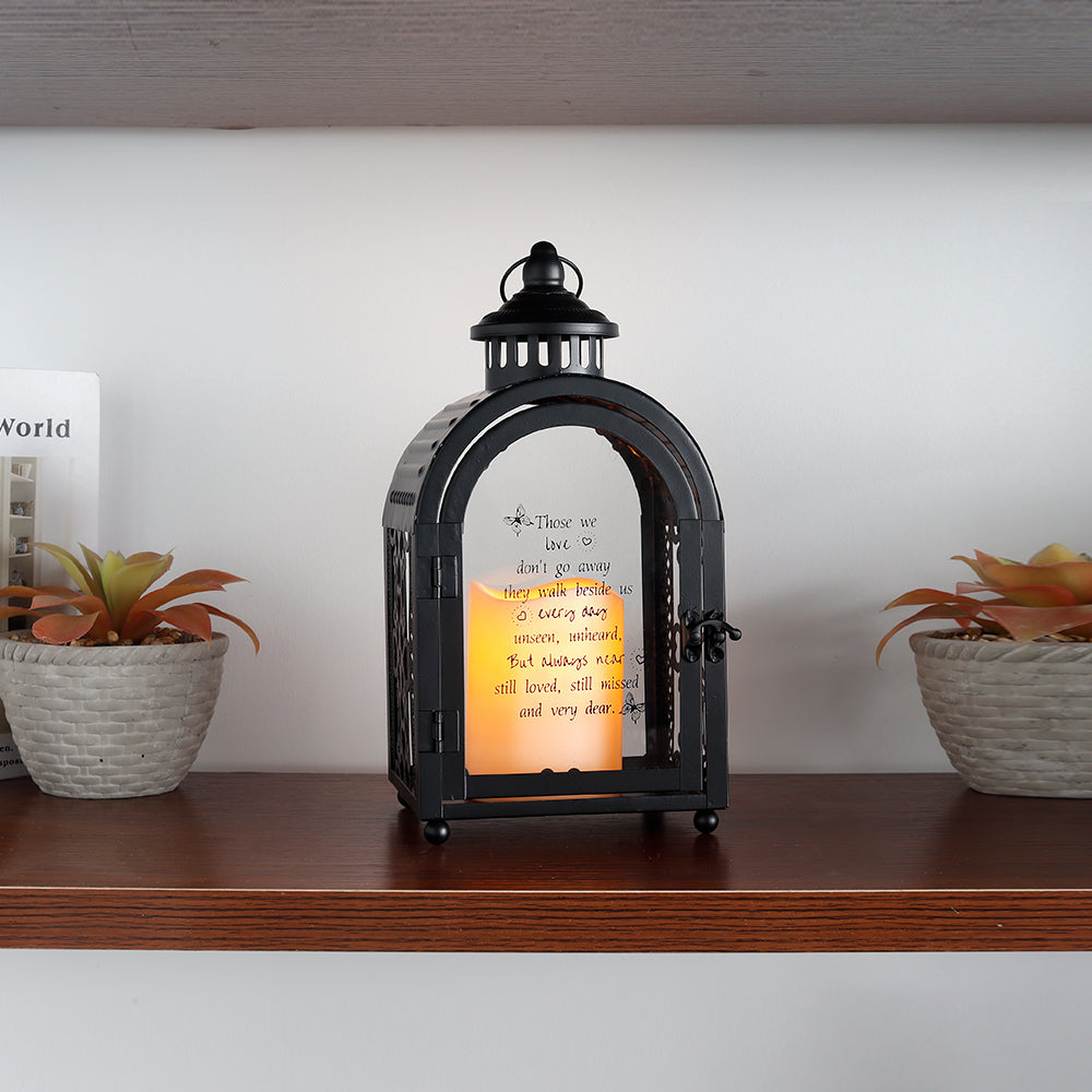 11'' High Walk Beside Us Remembrance Lantern With Automatic Timer LED Candle-3