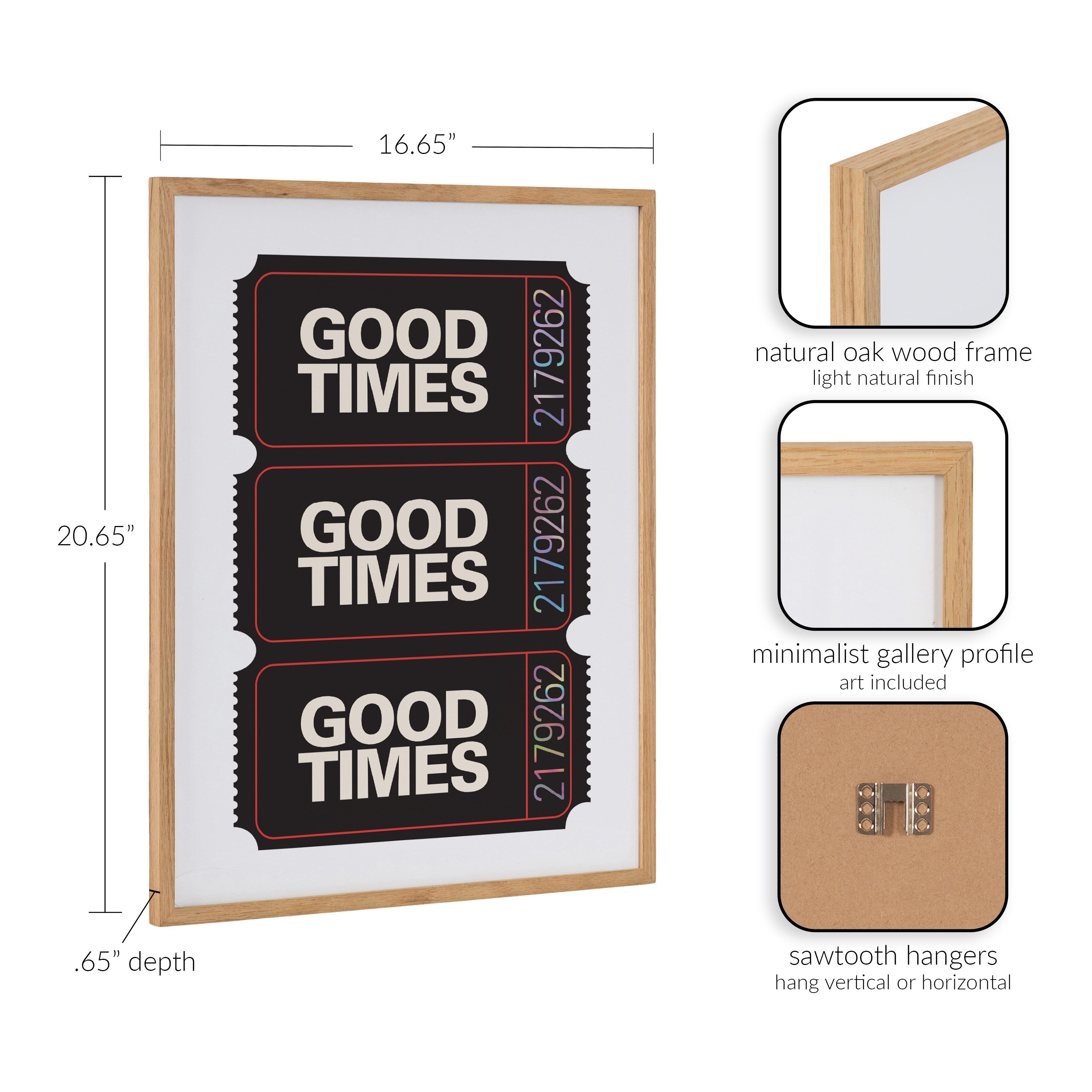 Gallery Preppy Retro Positive Quote Good Times Ticket Print by The Creative Bunch Studio