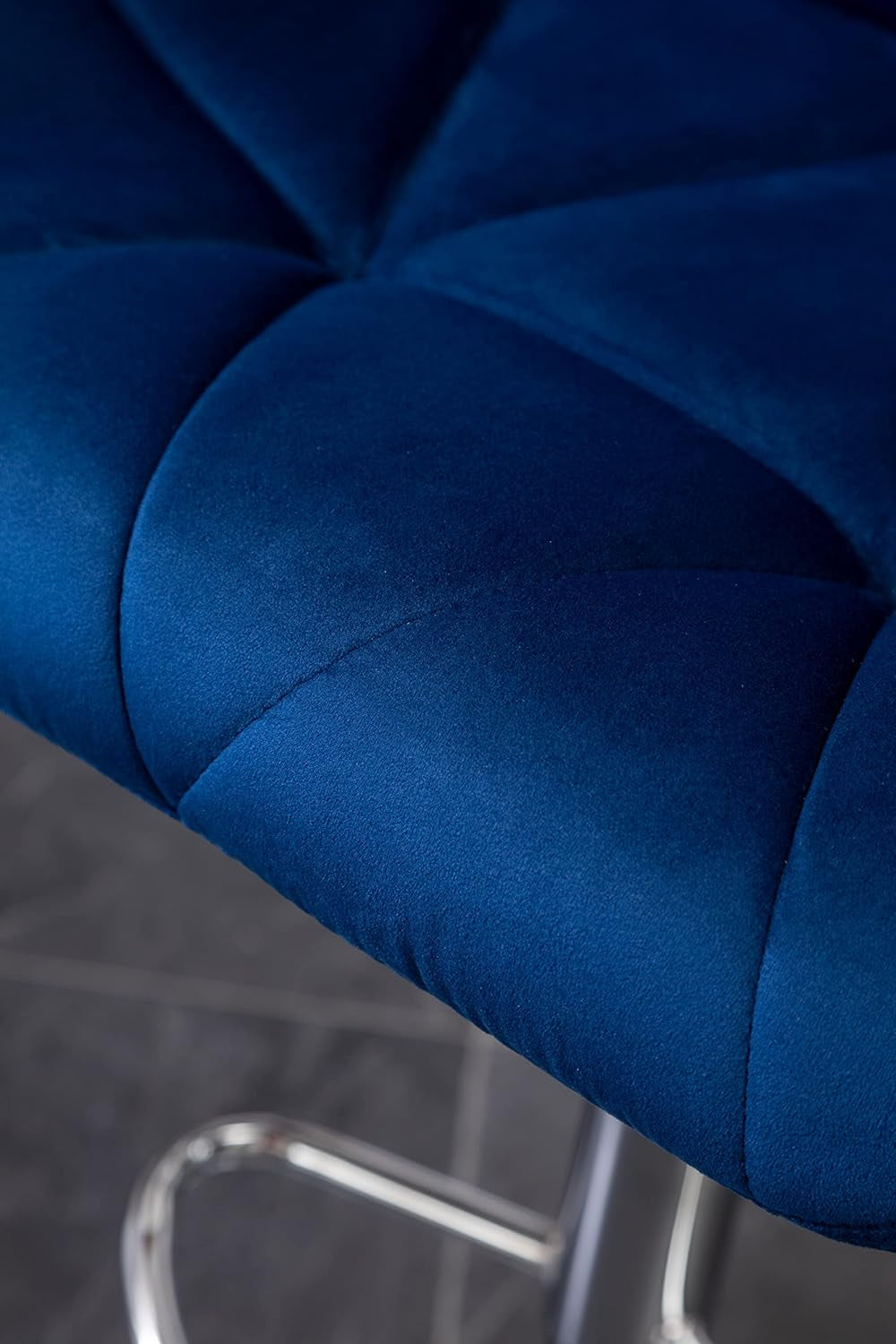 Velvet Diamond Tufted Swivel Barstools Blue Adjustable Height Set of 2