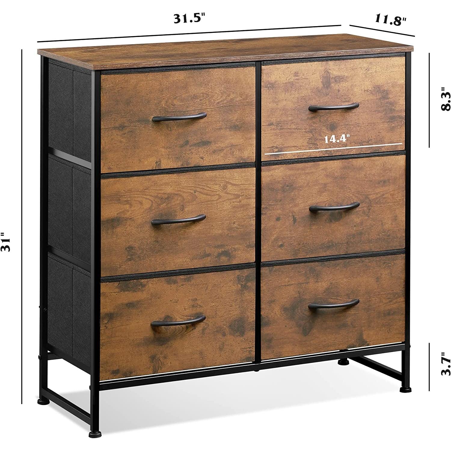 6 Drawer Dresser Rustic Brown For Bedroom Storage Solutions