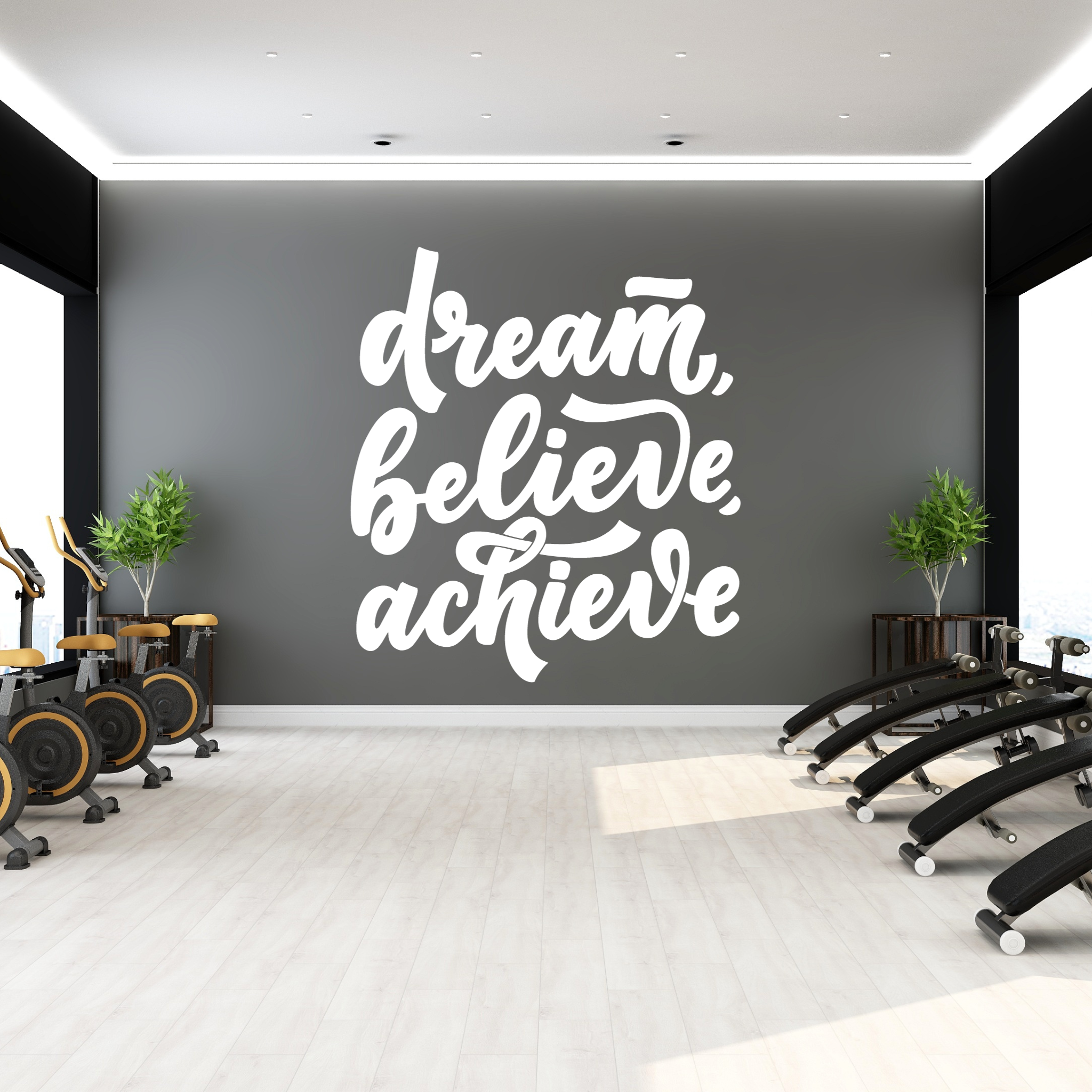 Dream Believe Achieve Motivational Gym Home Decor Quote Vinyl Wall Decal-0