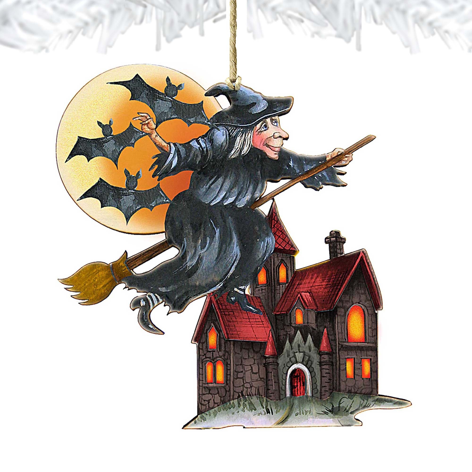 Witch Halloween Wooden Ornaments by G. DeBrekht | Thanksgiving Halloween Decor - 8114010-4