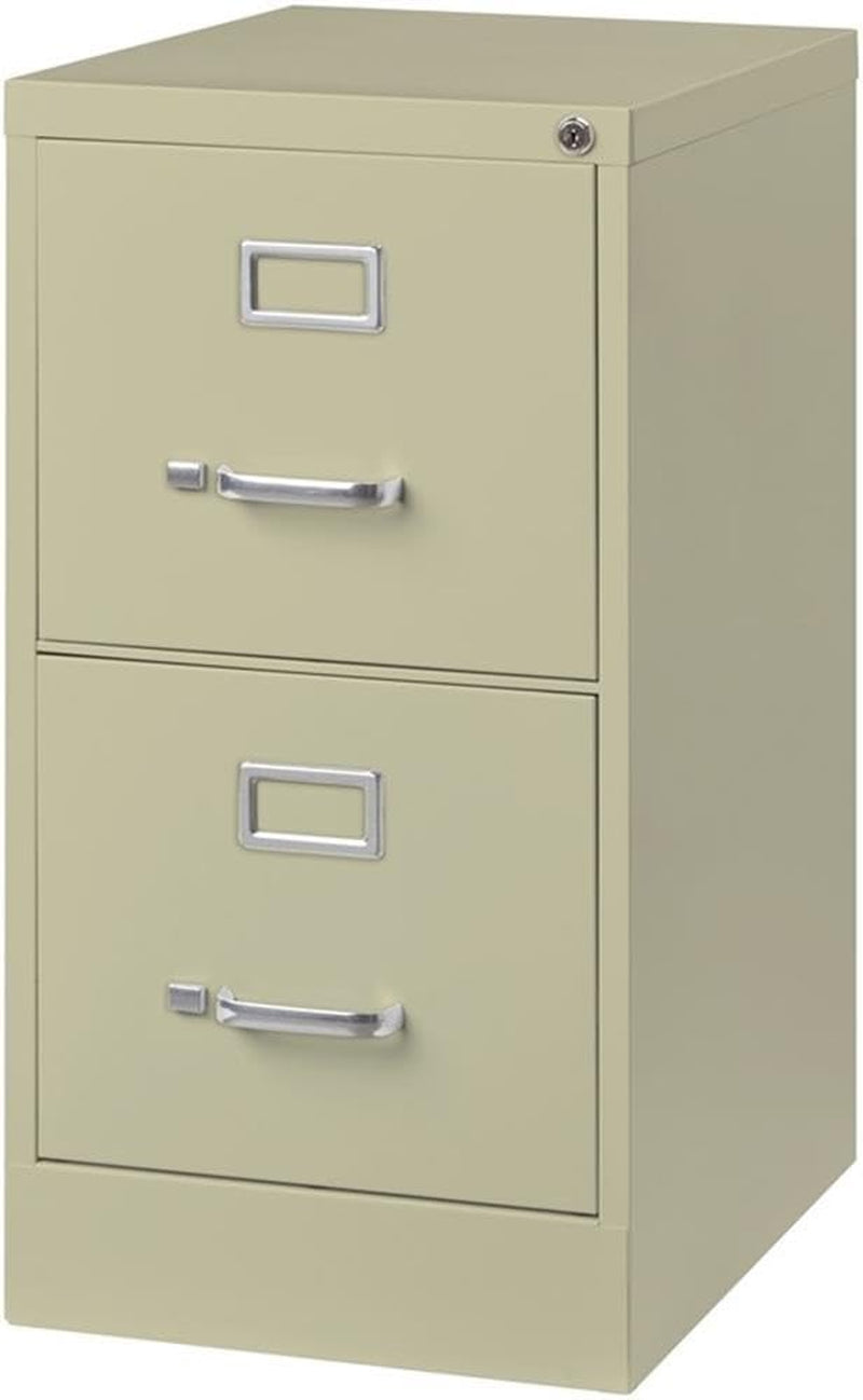 2-Drawer Vertical Beige Metal Filing Cabinet Lockable 28.38-Inch For Home Office Letter Size Pre-Assembled