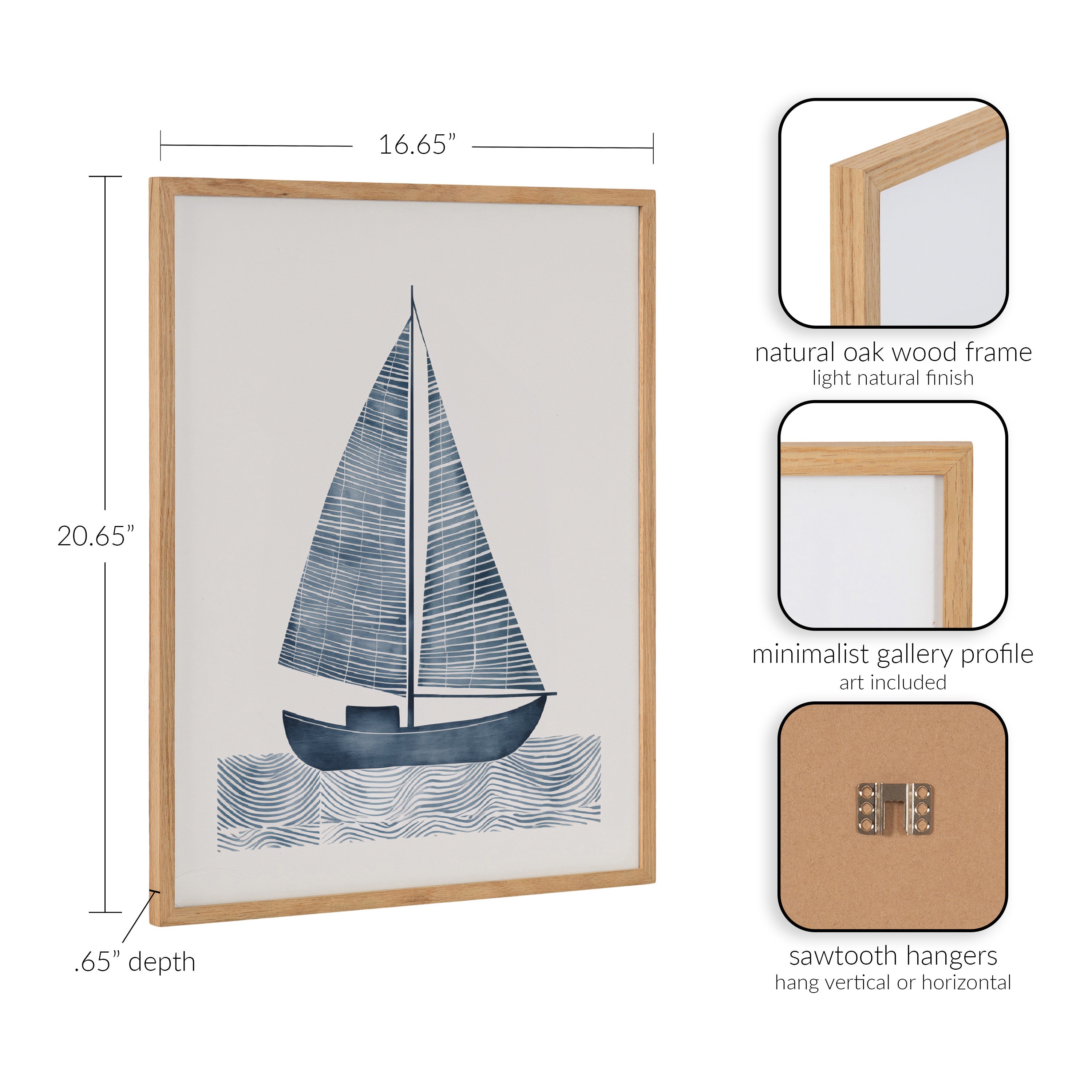 Gallery Nautical Blue Sailboat Print by The Creative Bunch Studio
