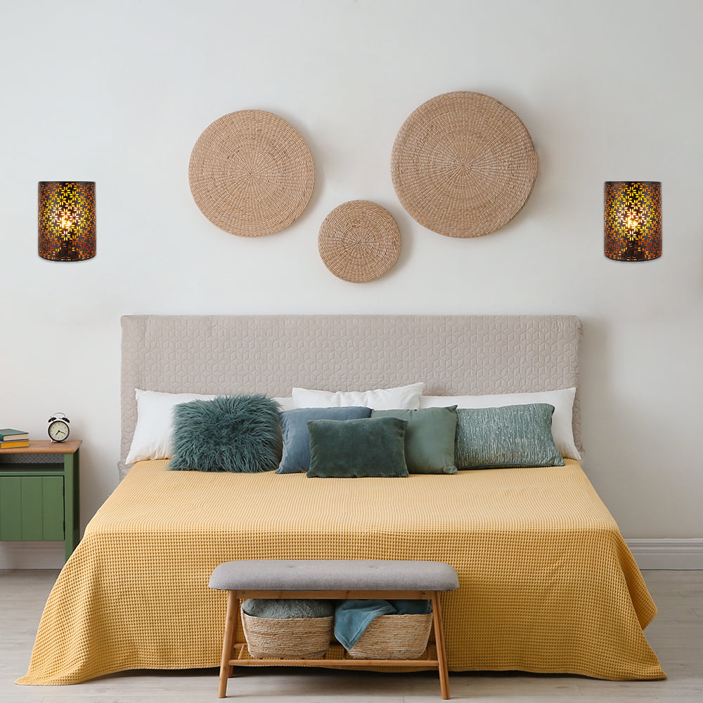 8''H Set of 2 Wall Sconce Lighting Metal Rustic Wall Mount Lamp （Snowflake）-2