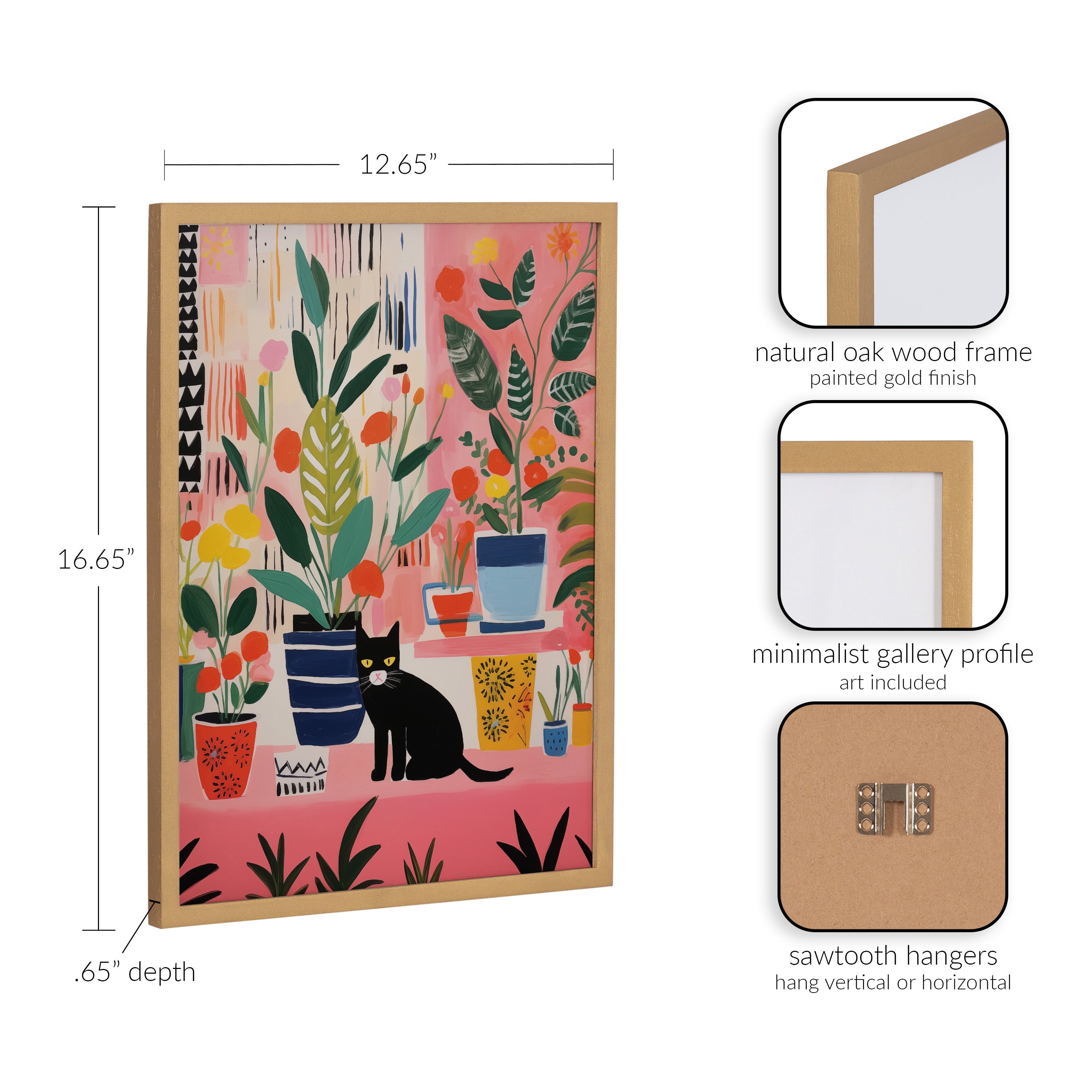 Gallery Whimsical Houseplants and a Black Kitty Cat Print by The Creative Bunch Studio