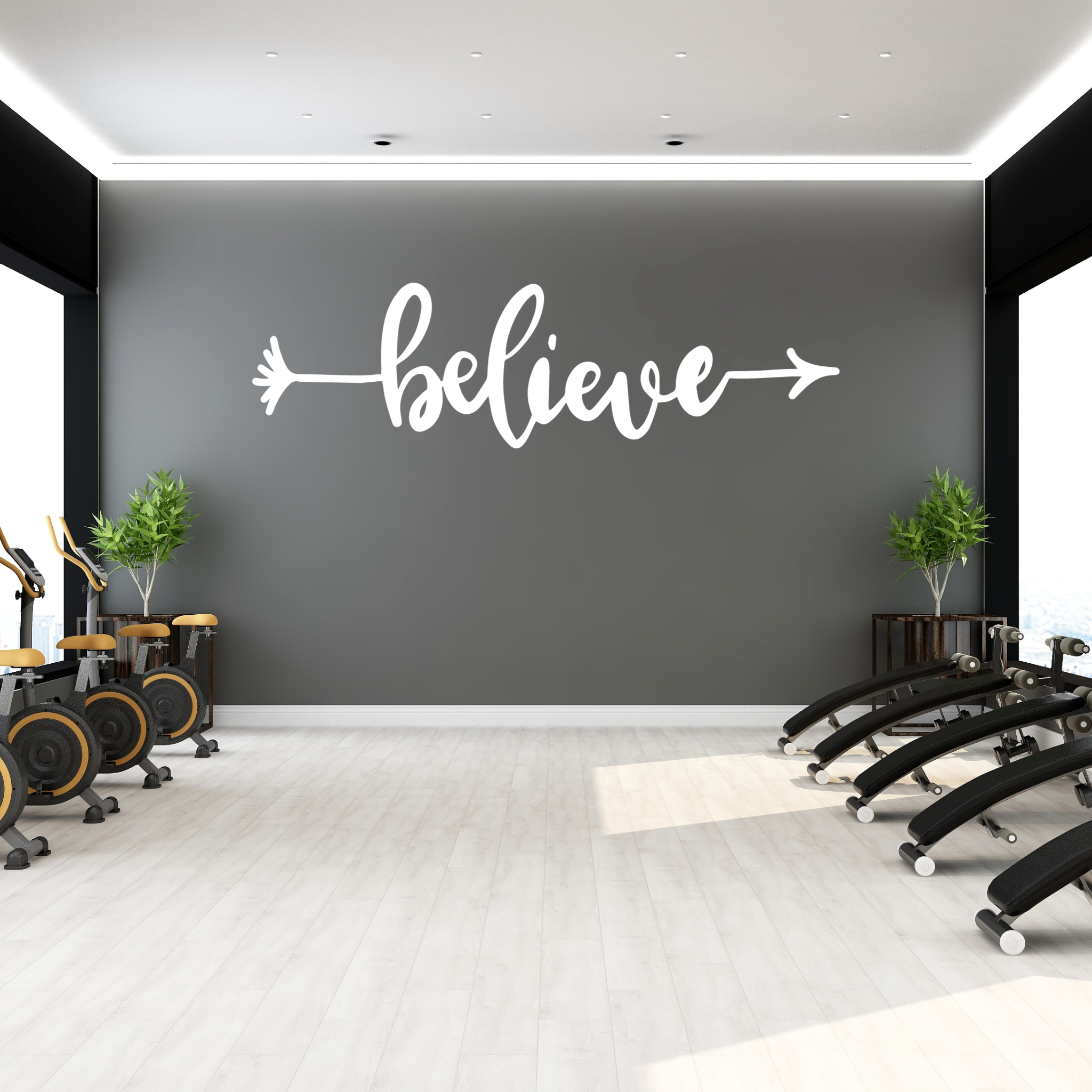 Believe Arrow Motivational Gym Home Bedroom Decor Quote Vinyl Wall Decal-0