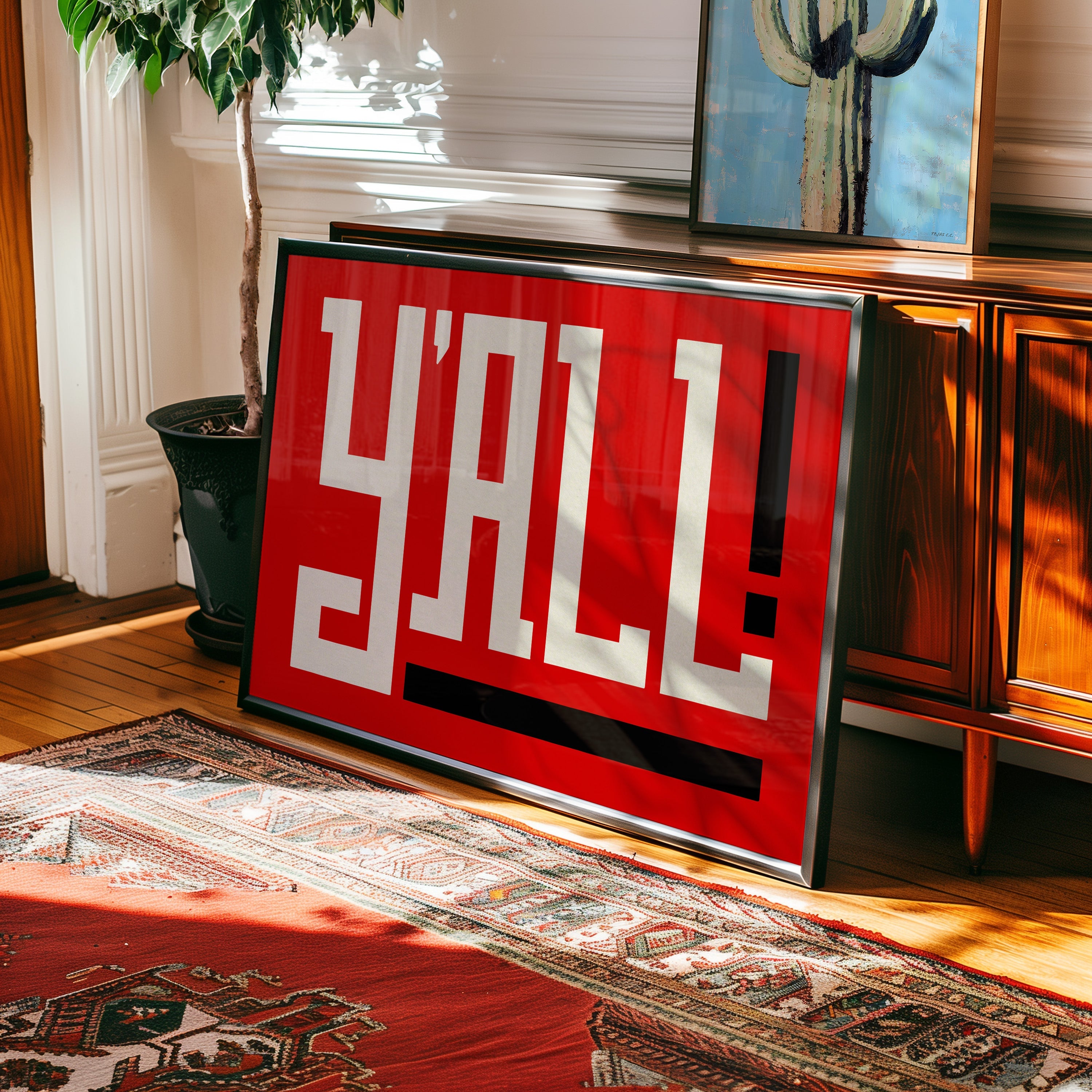 Y'all Typography Red and White Wall Art Print Poster Decor