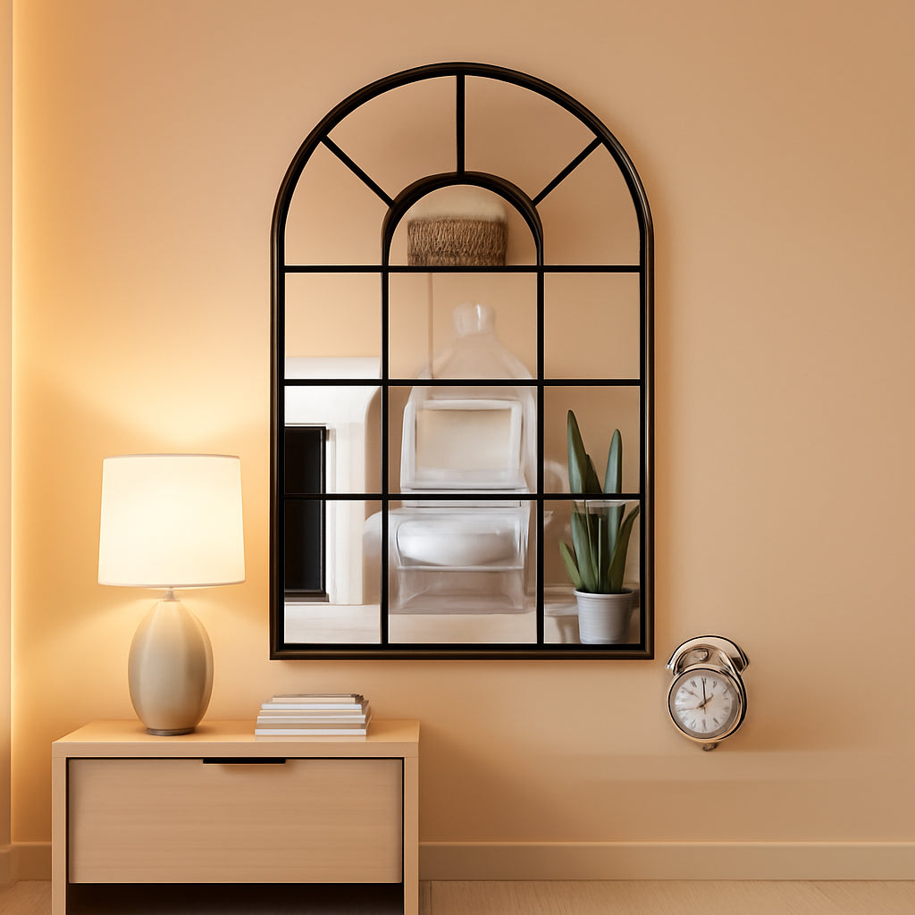 Wall Mirror Black Arched Farmhouse 41.3 x 24 x 1 Inches