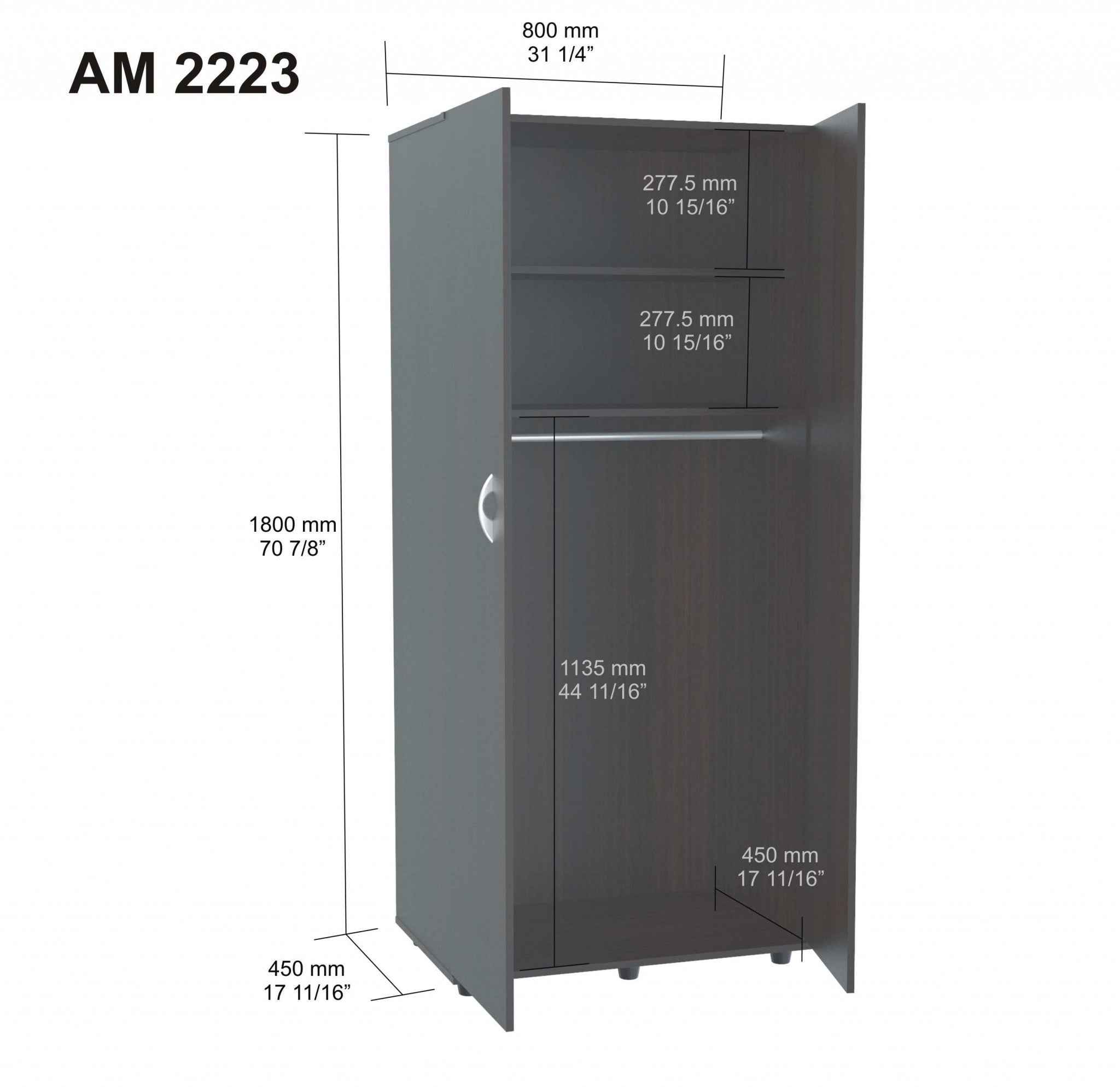 Espresso Finish Wood Wardrobe With Two Doors-8