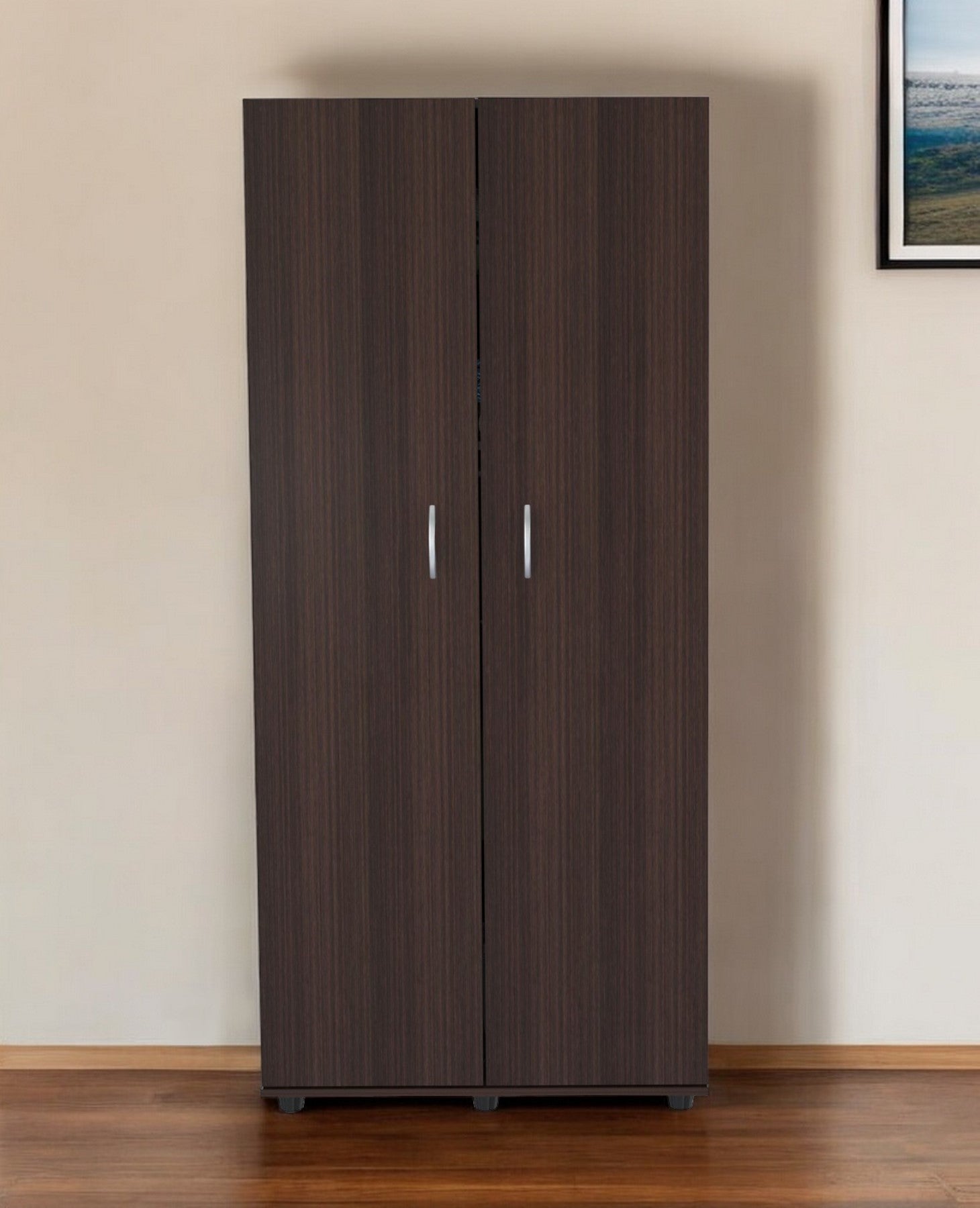 Espresso Finish Wood Wardrobe With Two Doors-0