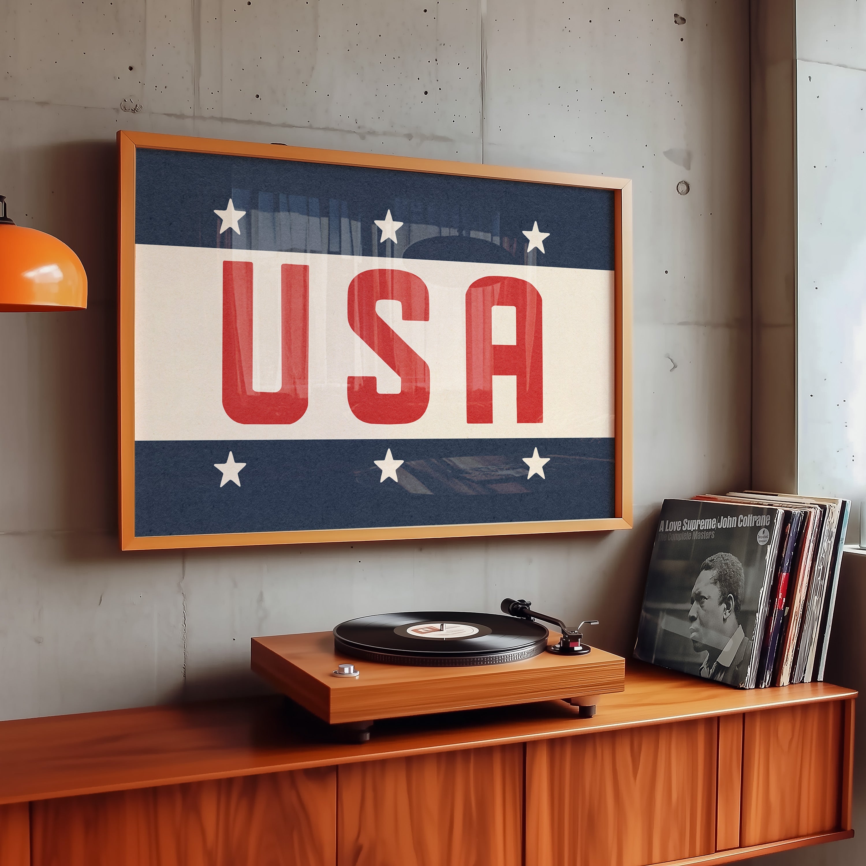 USA Patriotic Typography Art Print